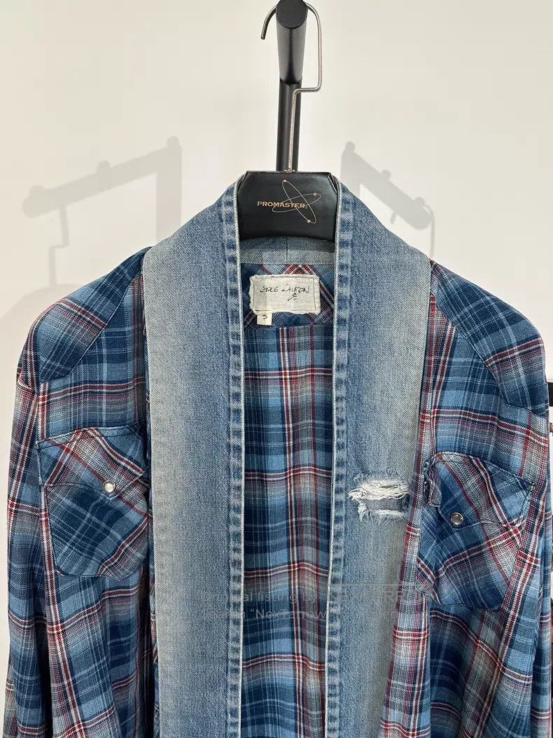 Greg Lauren Greg Lauren Cat-eye denim distressed patchwork robe-style Size US L / EU 52-54 / 3 - 3 Thumbnail