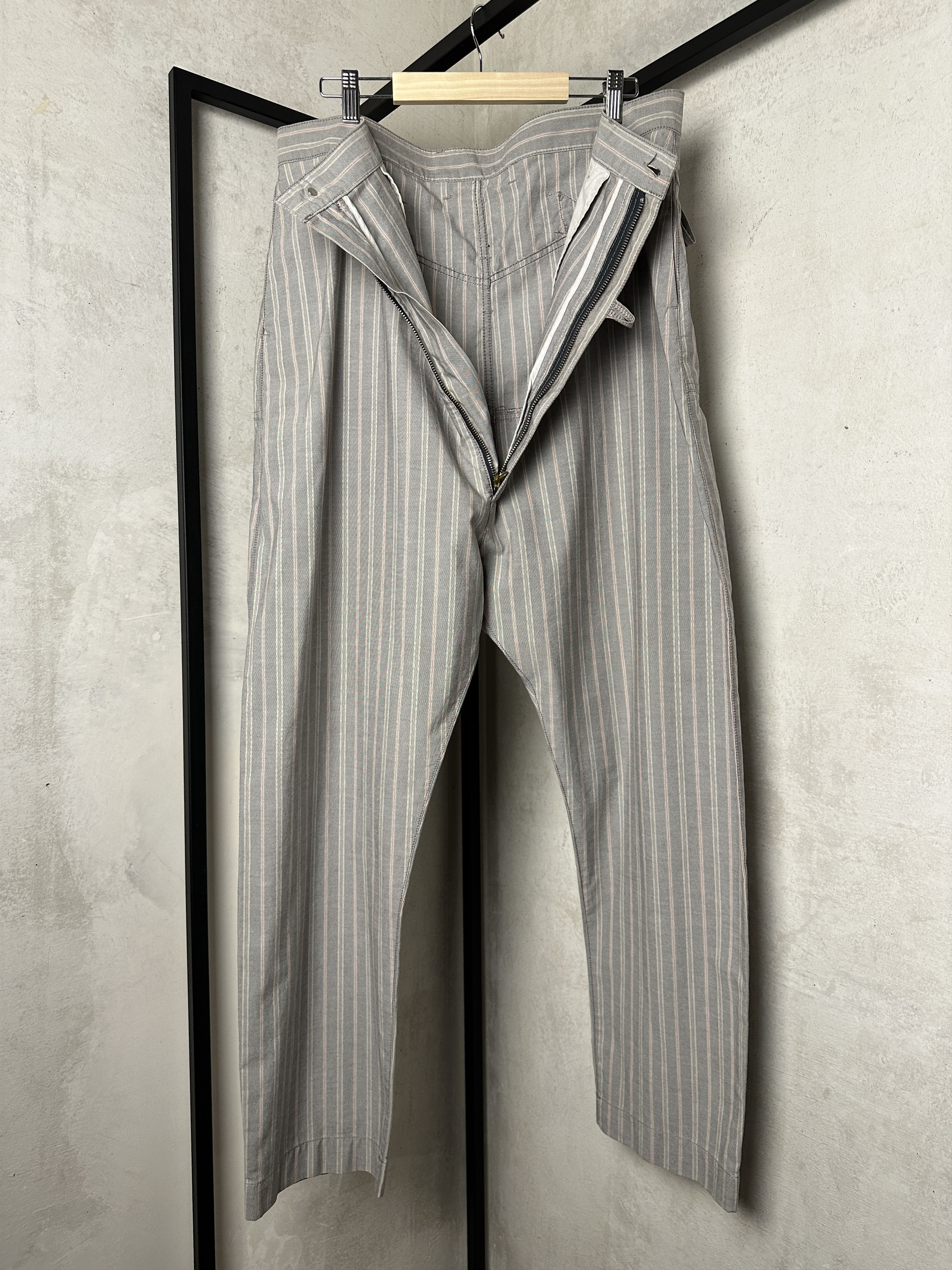 Vivenne Westwood Man High Waist Grey Striped Pants