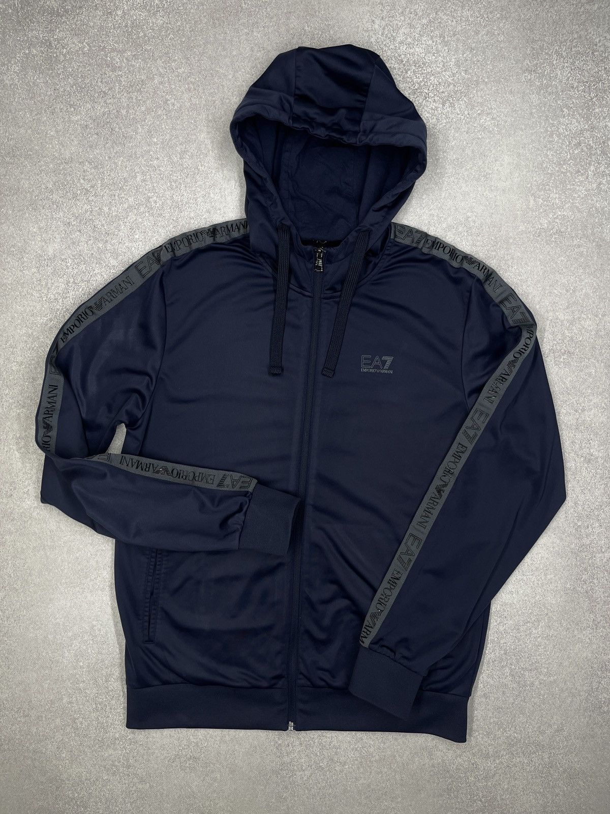 Armani Exchange × Emporio Armani × Giorgio Armani Mens Emporio Armani Zip Hoodie Navy Lampas Size L Size US L / EU 52-54 / 3 - 2 Thumbnail