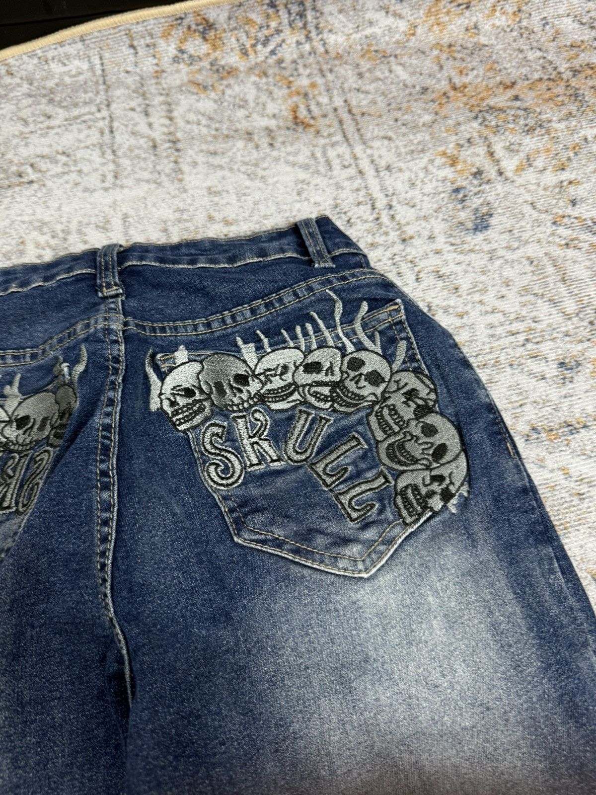 Tornado Mart Romwe y2k skull art style denim pants Size 25" / US 0 / IT 36 - 5 Thumbnail
