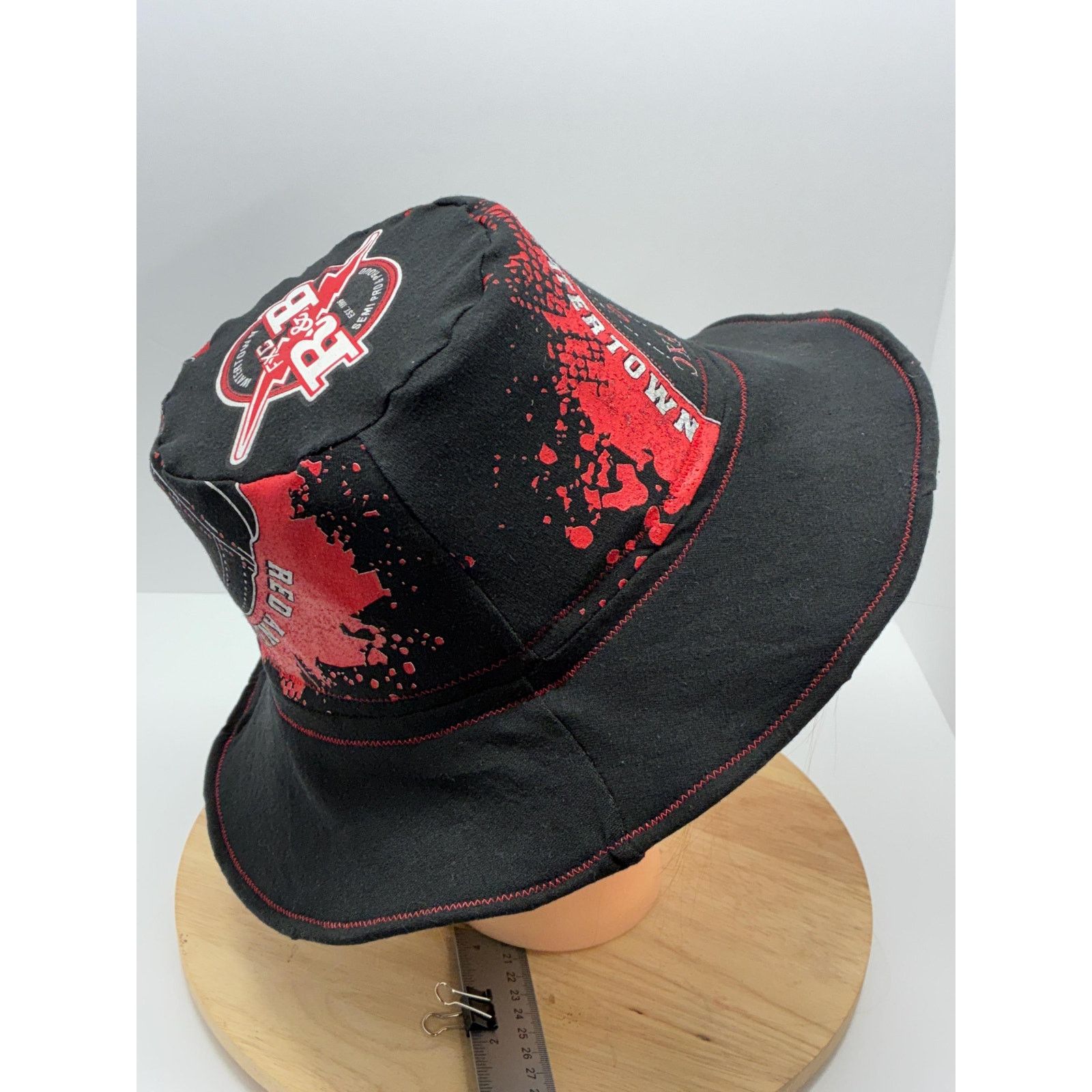 Other Upcycled Bucket Hat – Large (23") – Red & Black Graphic Size ONE SIZE - 6 Thumbnail