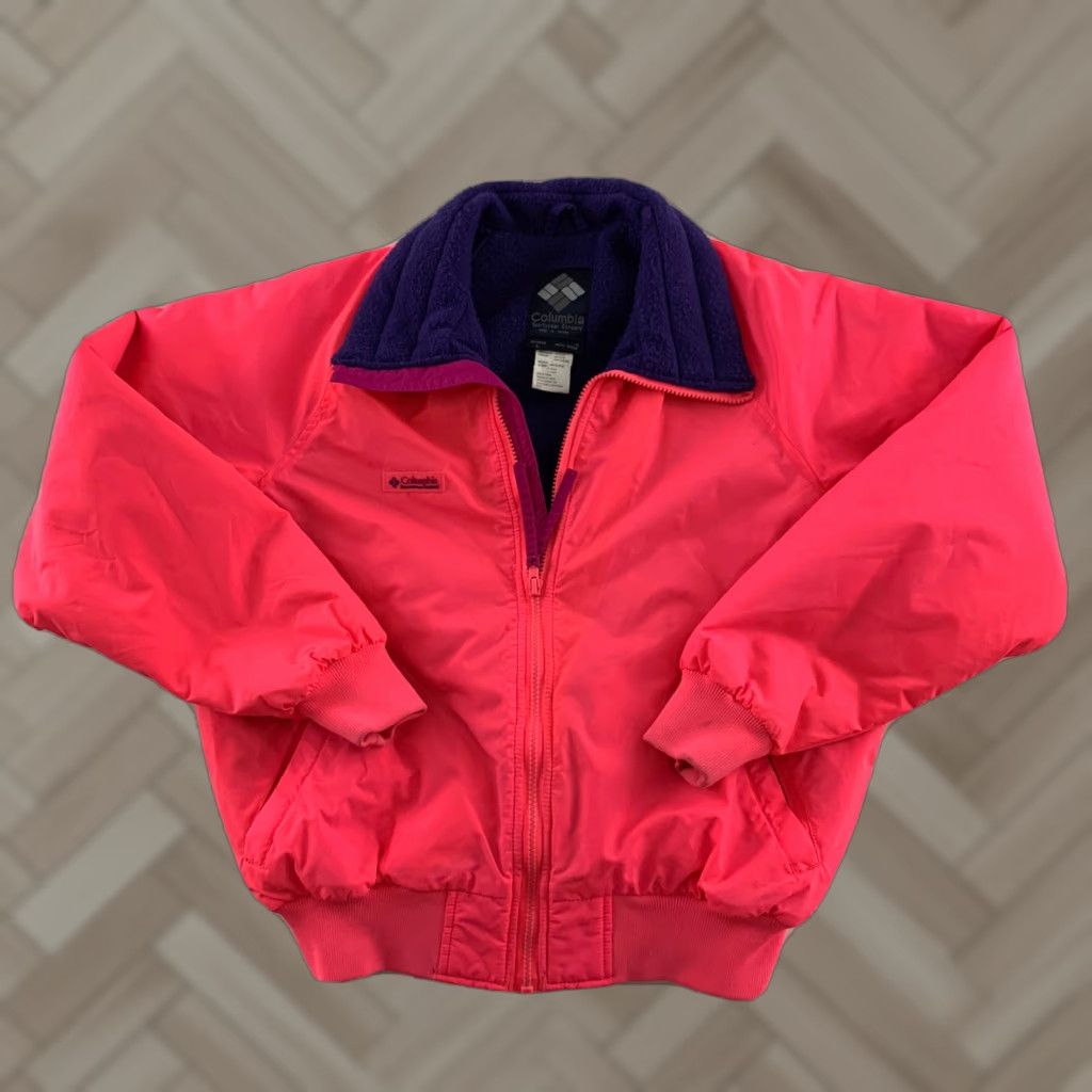 Vintage VTG Columbia Jacket Full Zip Women's L Pink Purple Radial Sleeve Parka Jacket Size L / US 10 / IT 46 - 1 Thumbnail
