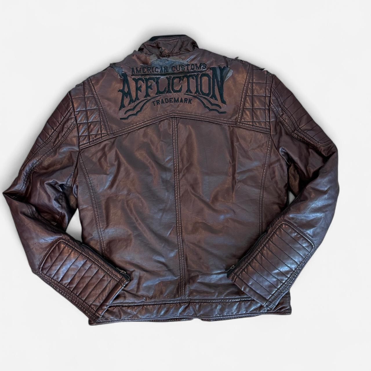 Affliction Rare Affliction Black Premium Quilted Moto Jacket Brown Y2K Size US L / EU 52-54 / 3 - 4 Thumbnail