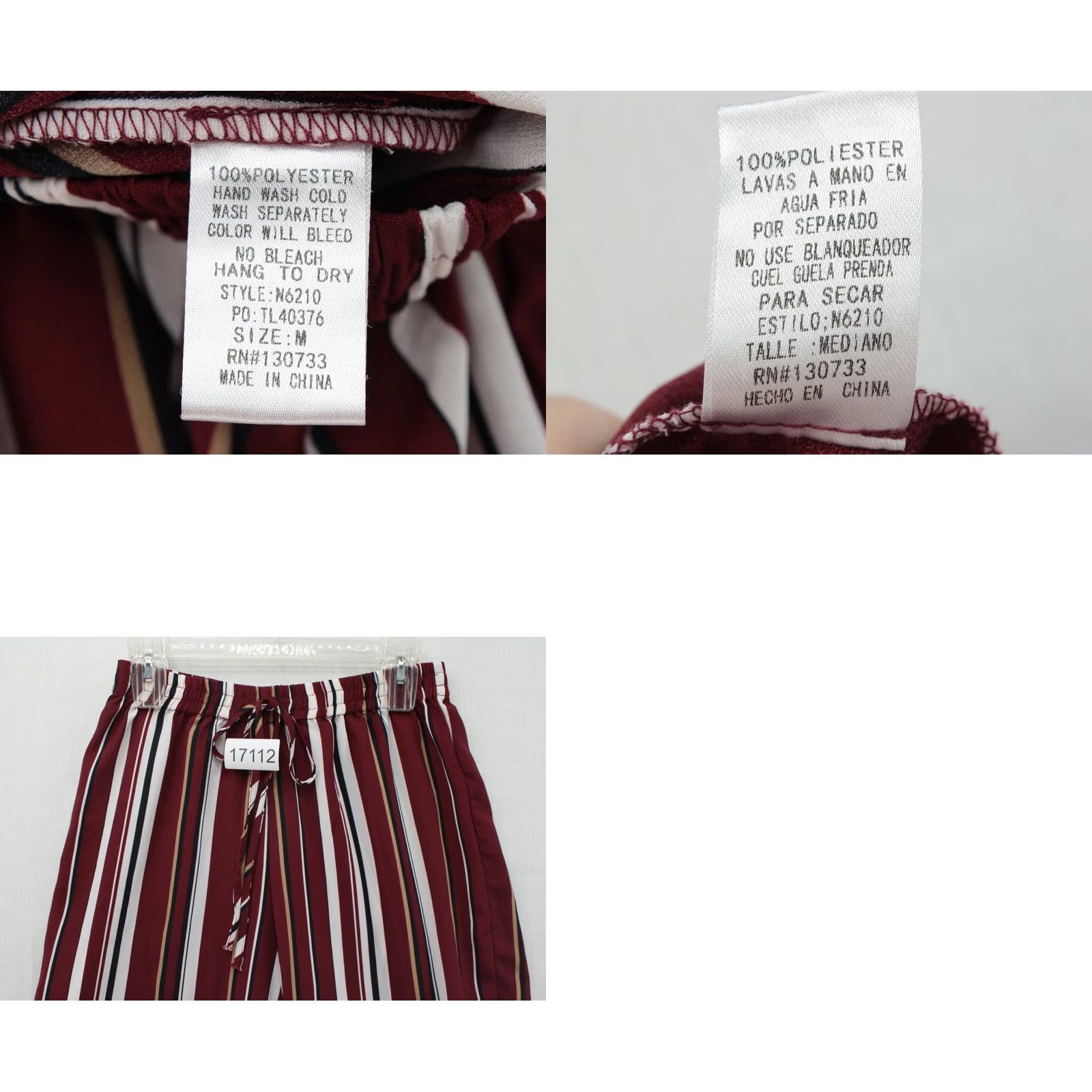 Vintage UMGEE Red Boho Palazzo Pants Wide Leg Drawstring Elastic Waist M Women's Medium Pants Size 32" / US 10 / IT 46 - 8 Thumbnail