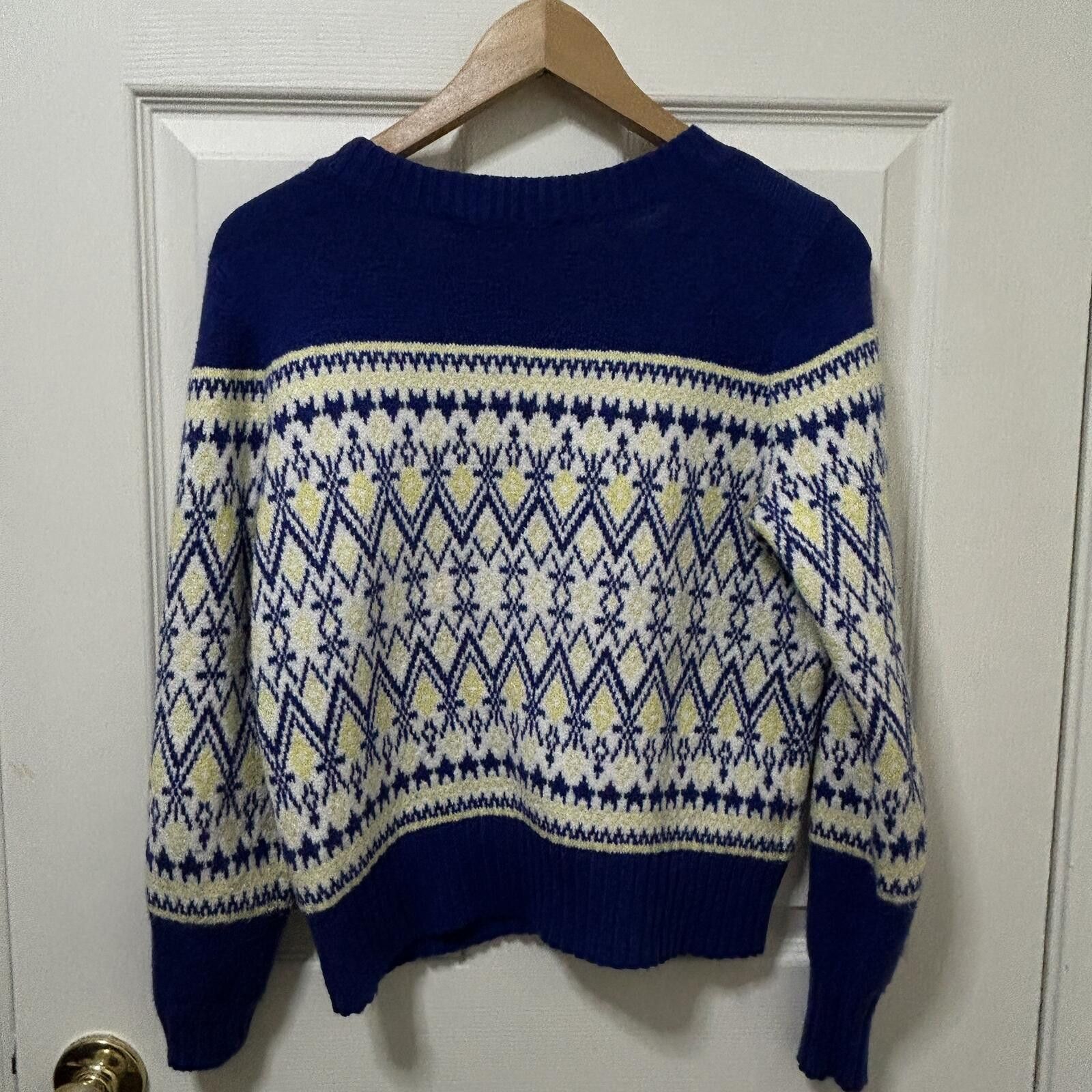 Other LOFT Soft Fair Isle Scandi Knit Sweater Sz Large Blue Size L / US 10 / IT 46 - 1 Preview