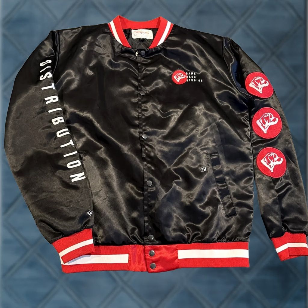 Vintage VINTAGE RARE POPPINGTON CLOTHING COMPANY DAMON / DAME DASH STUDIOS JACKET L Bomber Jacket Black Mens Size US L / EU 52-54 / 3 - 1 Thumbnail