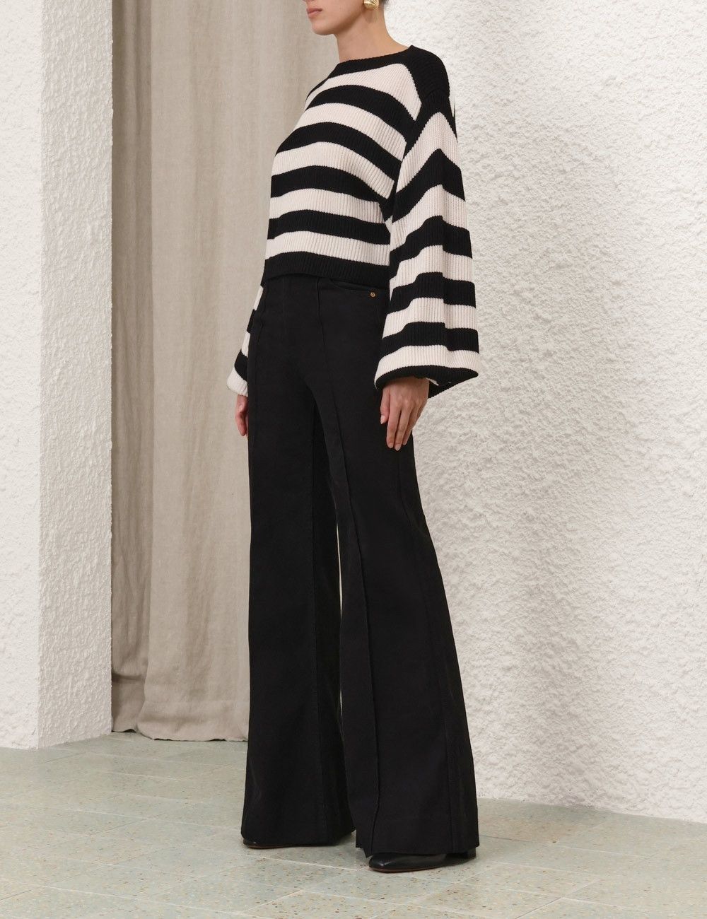 Zimmermann oc11z0825 Illustration Billow Sweater in Black/Cream Size M / US 6-8 / IT 42-44 - 3 Thumbnail