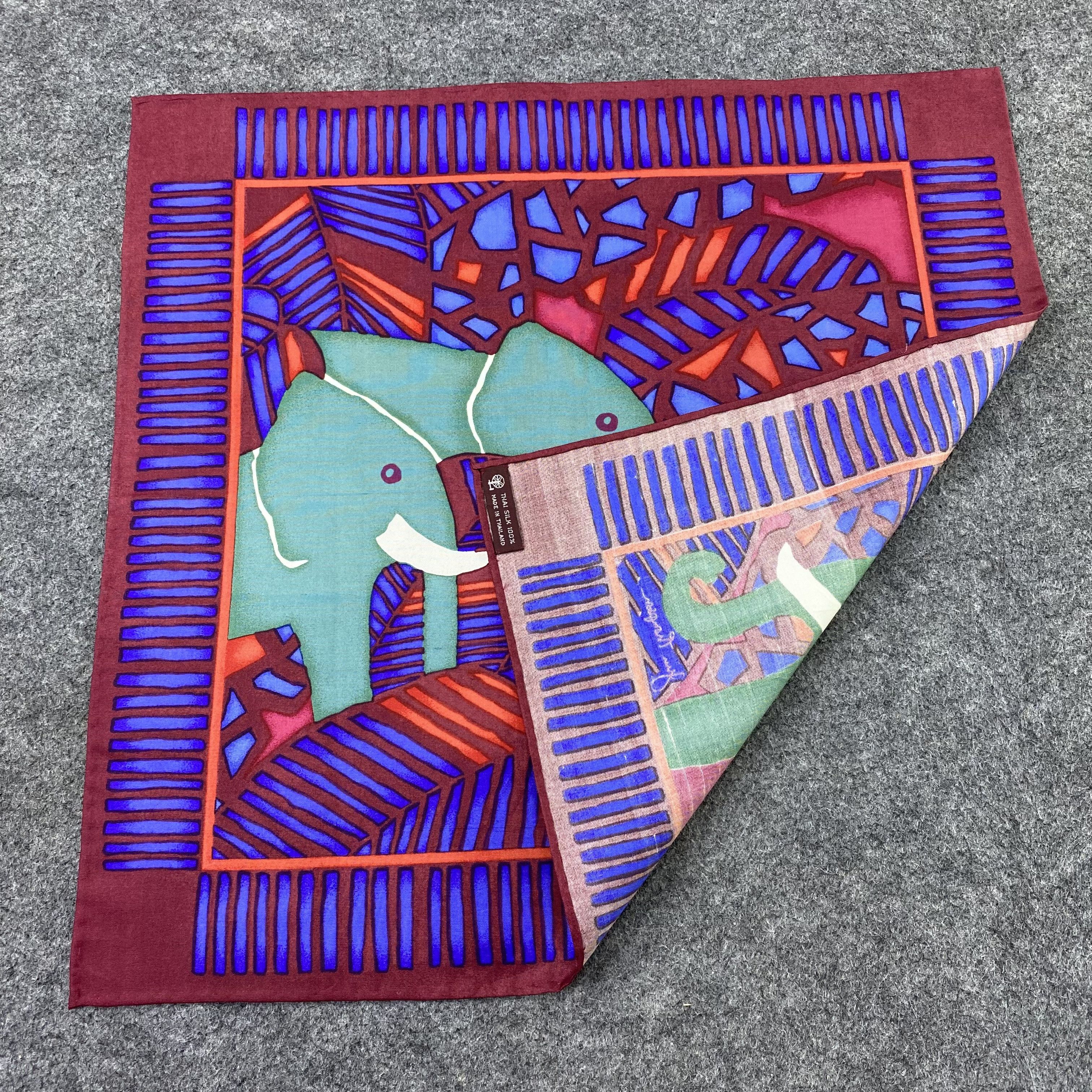 Jim Thompson Jim Thompson Elephant Silk Handkerchief Neckerchief -B1463 Size ONE SIZE - 5 Thumbnail