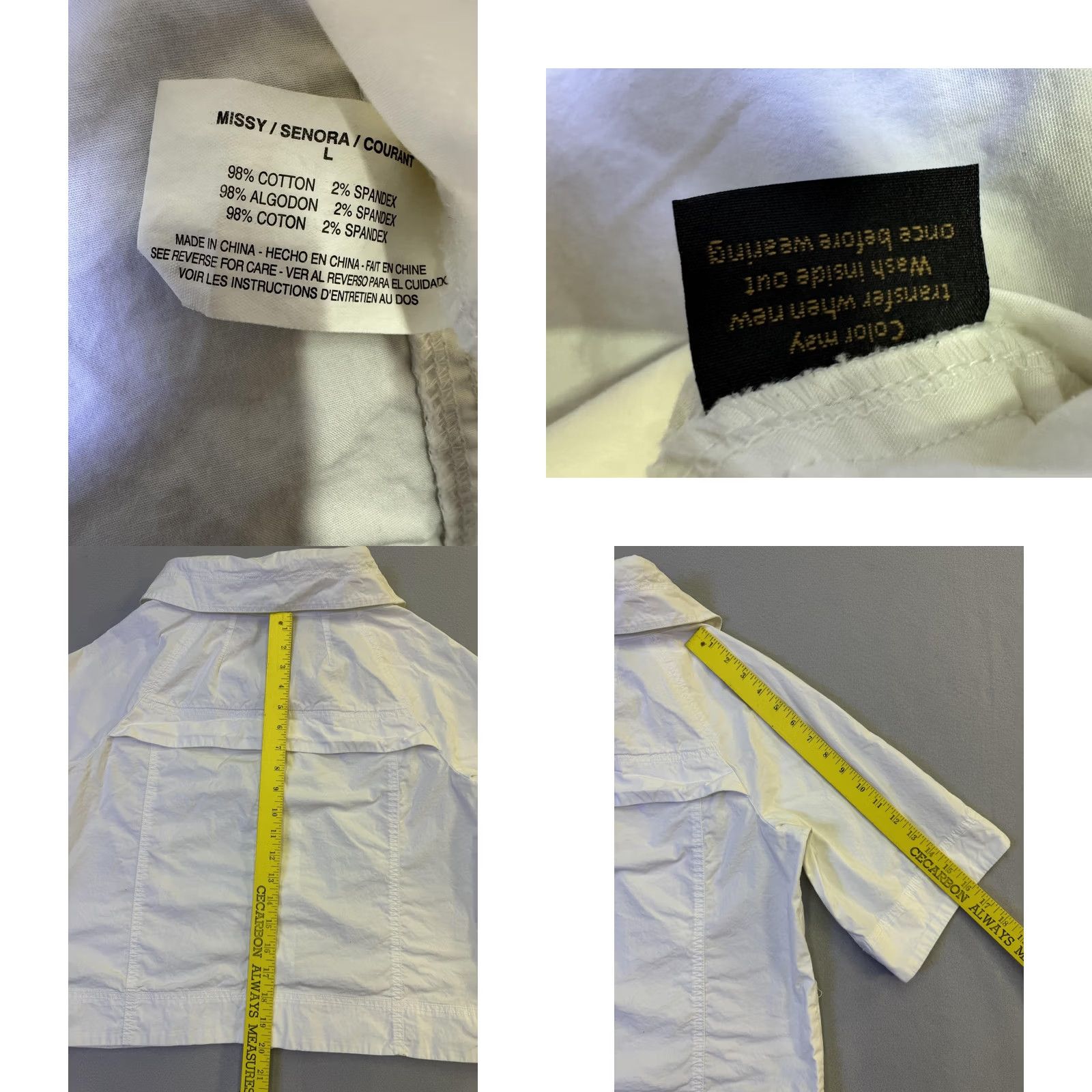 Nine West Nine West Jeans Jacket Womens Large White Twill Snap Front 3/4 Sleeve Short Size 36" / US 14 / IT 50 - 8 Thumbnail