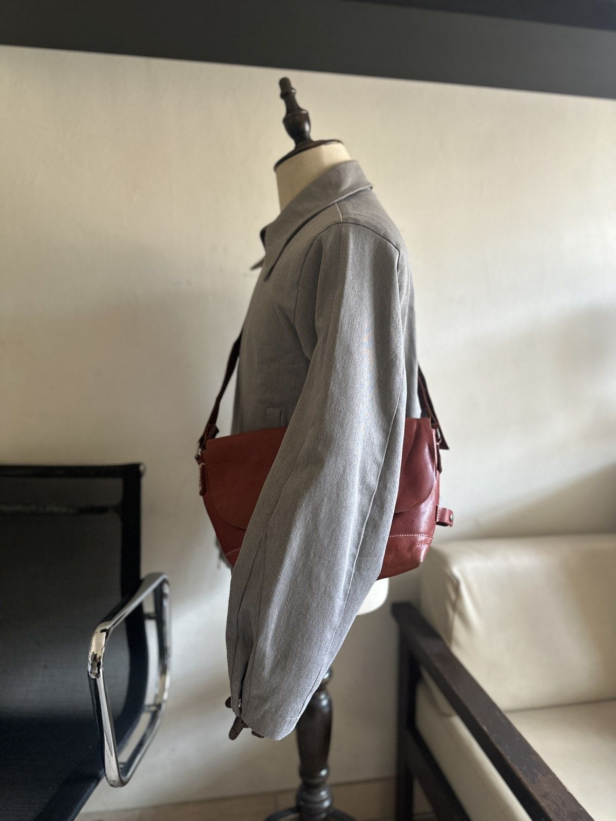 Comme des Garcons Homme Vintage Japan made Red Leather Patina Sling Bag Size ONE SIZE - 18 Thumbnail