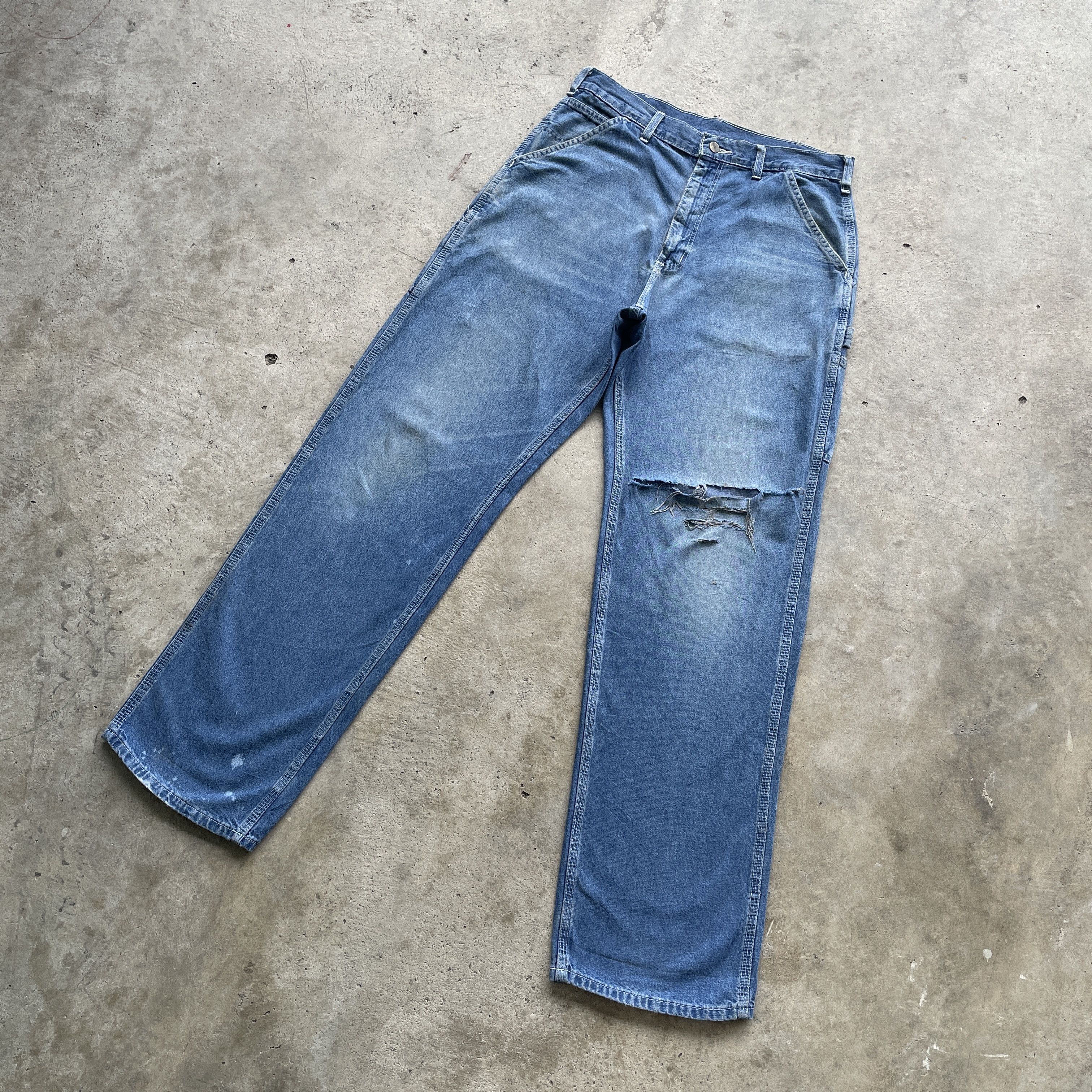 Carhartt W33 VINTAGE CARHARTT CARPENTER FADED RIPPED PANTS JEANS Size US 33 - 2 Thumbnail