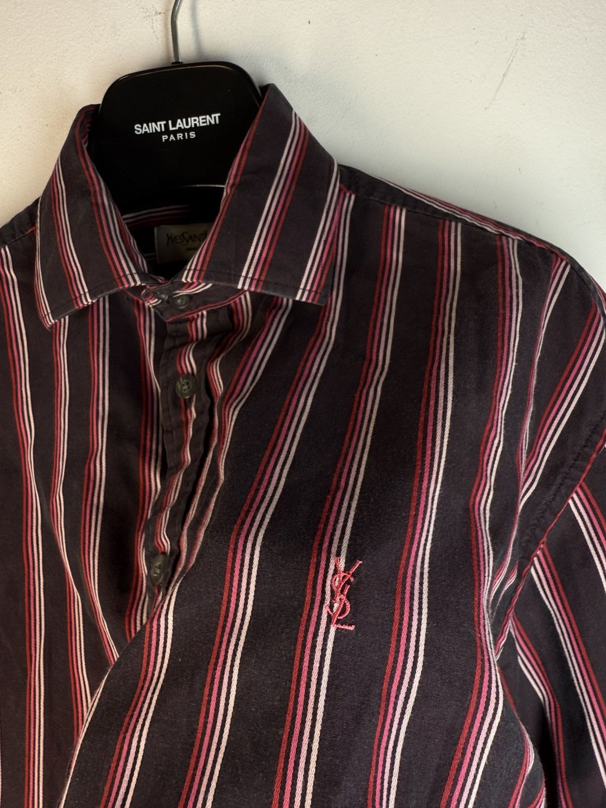 Yves Saint Laurent Black/Red YSL Shirt Striped Size US M / EU 48-50 / 2 - 2 Thumbnail