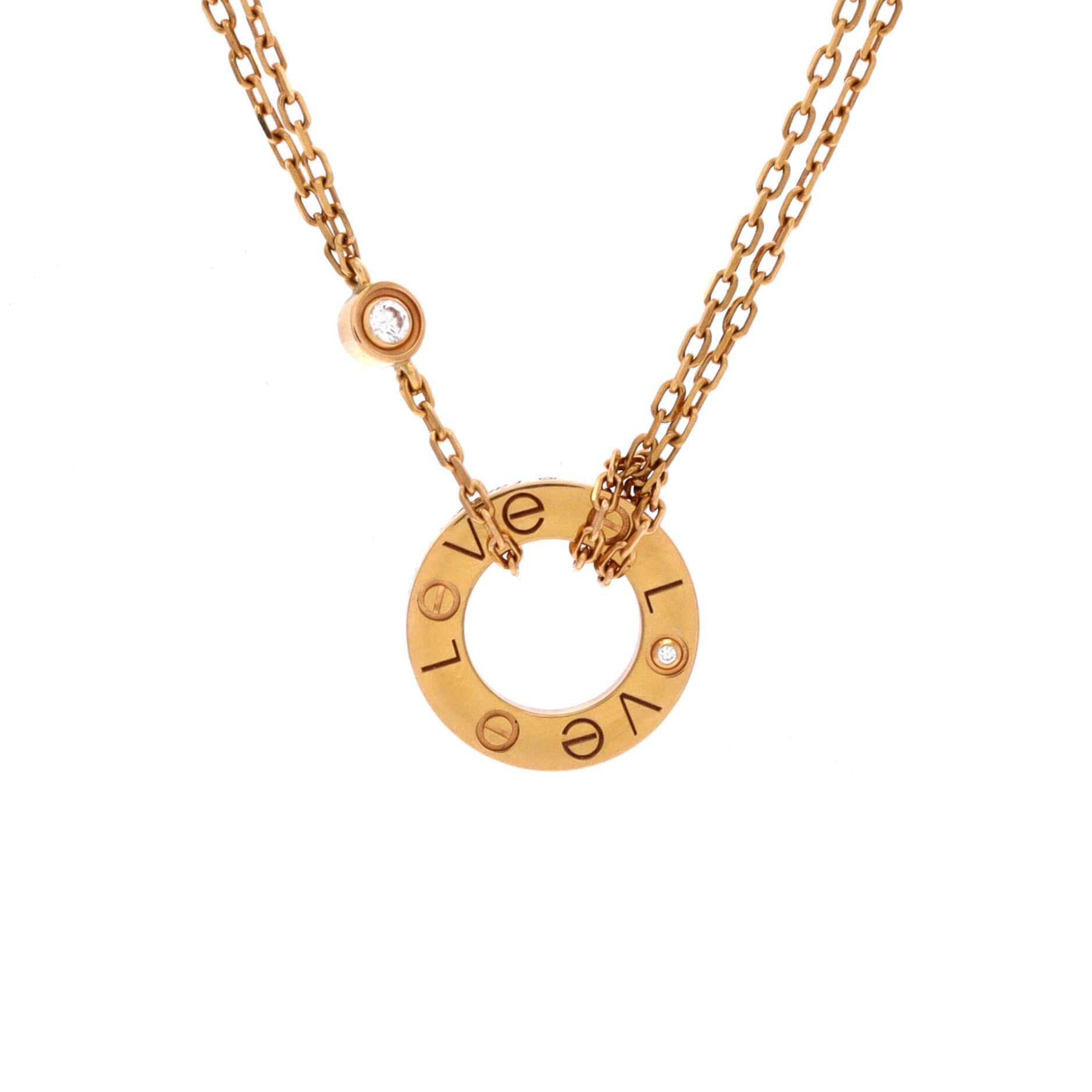 Cartier 2 Diamonds Love Pendant Necklace Size ONE SIZE - 1 Thumbnail