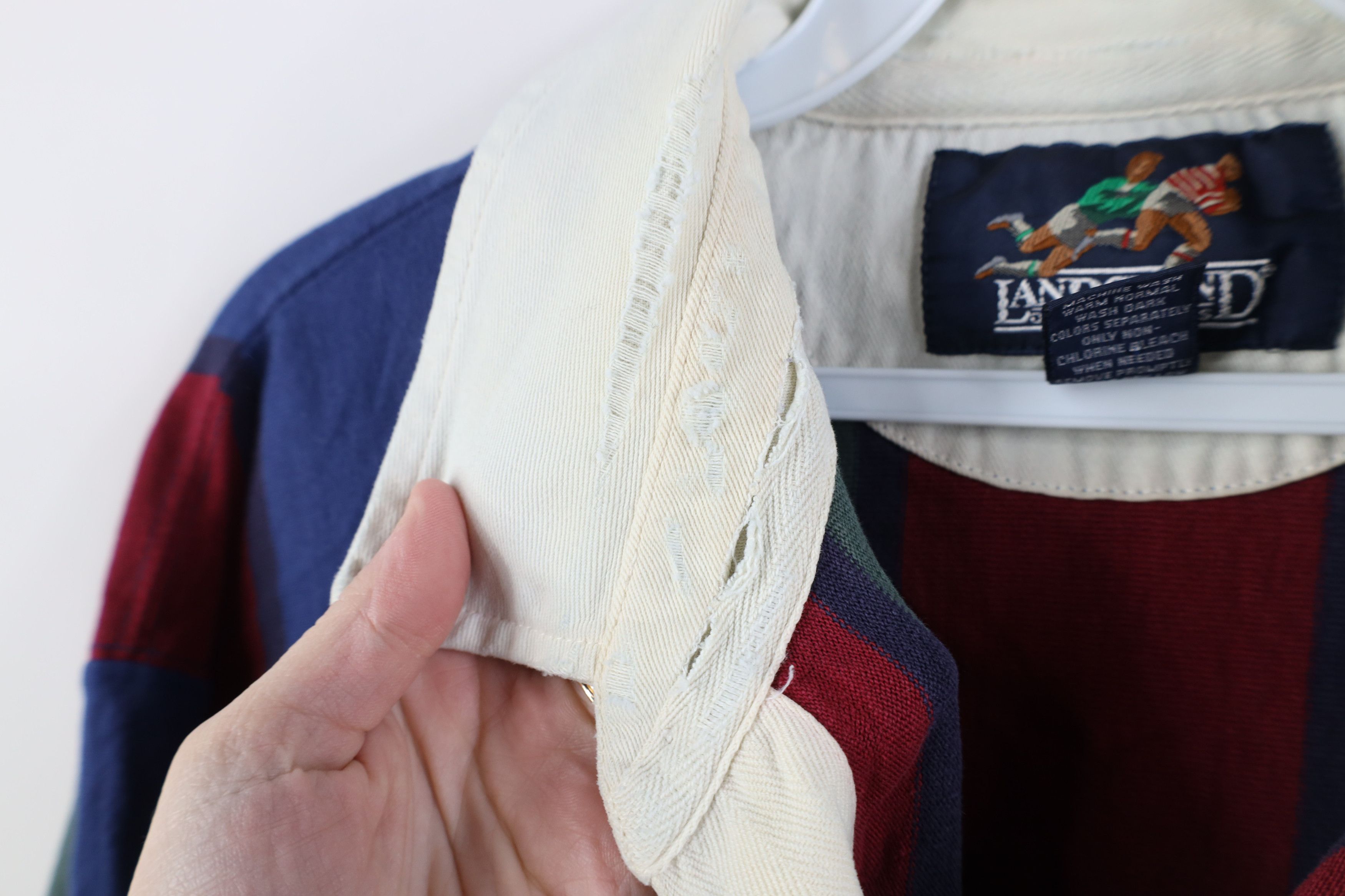 Lands' End Vintage 90s Lands End Striped Long Sleeve Rugby Polo Shirt Size US L / EU 52-54 / 3 - 7 Thumbnail