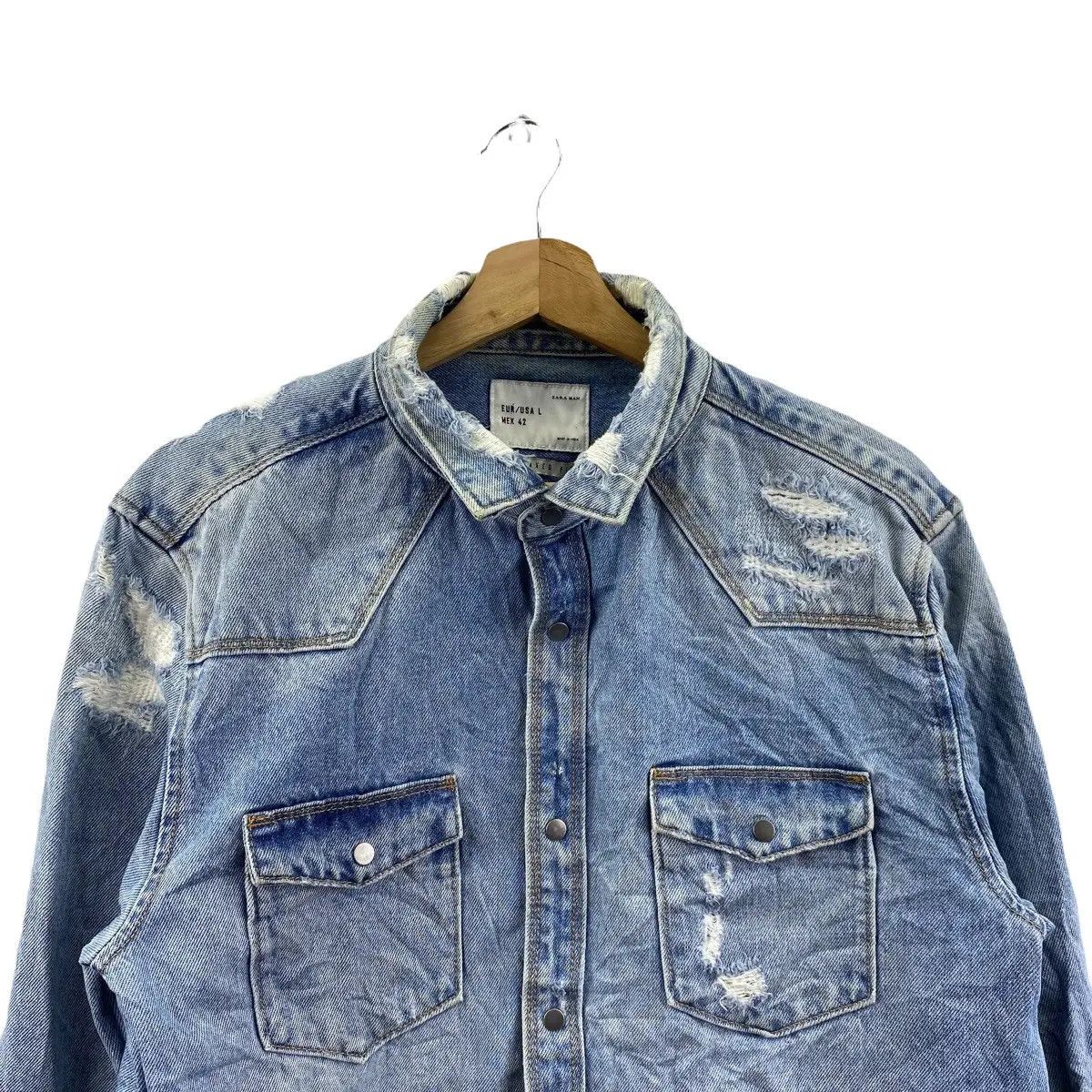 Zara Vtg ZARA MAN Relaxed Fit Distress Jeans Denim Jacket Size US L / EU 52-54 / 3 - 3 Thumbnail