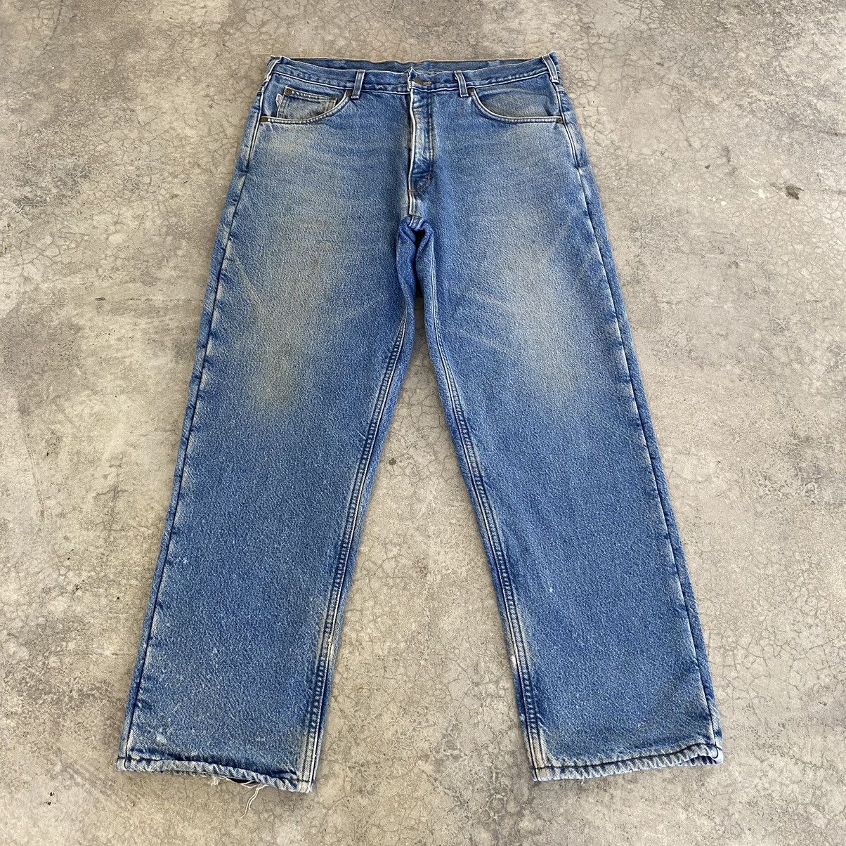 Carhartt VTG Carhartt Blanket Lined Relaxed Fit Faded Blue Jeans Size US 36 / EU 52 - 4 Thumbnail