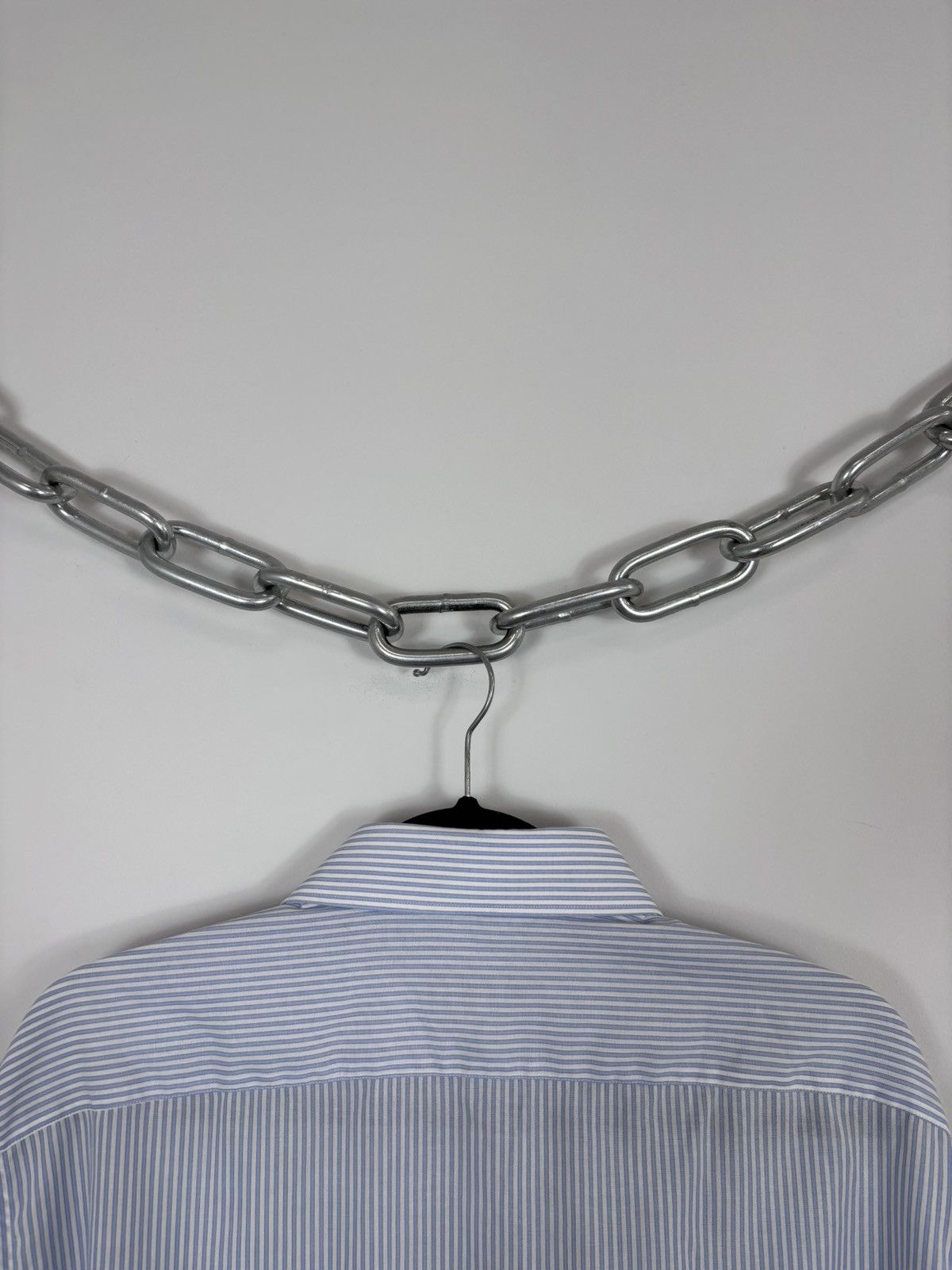 Corneliani Corneliani Men’s Light Blue Striped Button Up Dress Shirt Size US XL / EU 56 / 4 - 17 Thumbnail