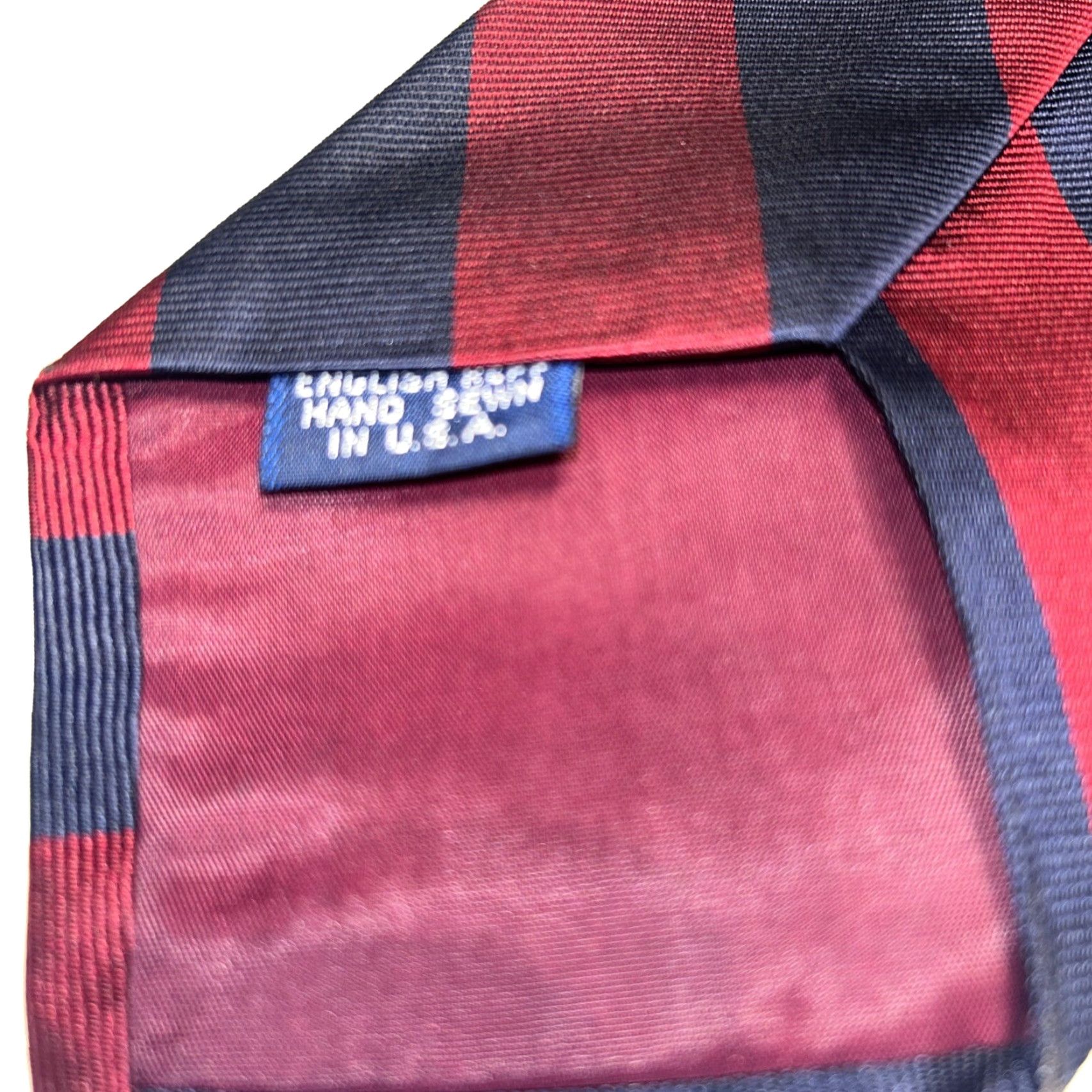Vintage VINTAGE Allen Solly Neck Tie Silk Repp Red Blue Stripe Merlot Dark Academia Preppy USA Made England Lolly Men Size ONE SIZE - 5 Thumbnail