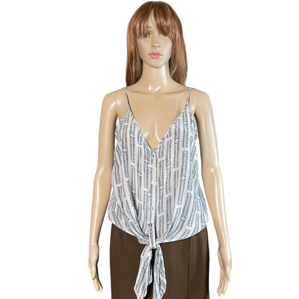 Other Olivaceous Silk Sleeveless Button Tie Front Top Size M Size M / US 6-8 / IT 42-44 - 1 Thumbnail