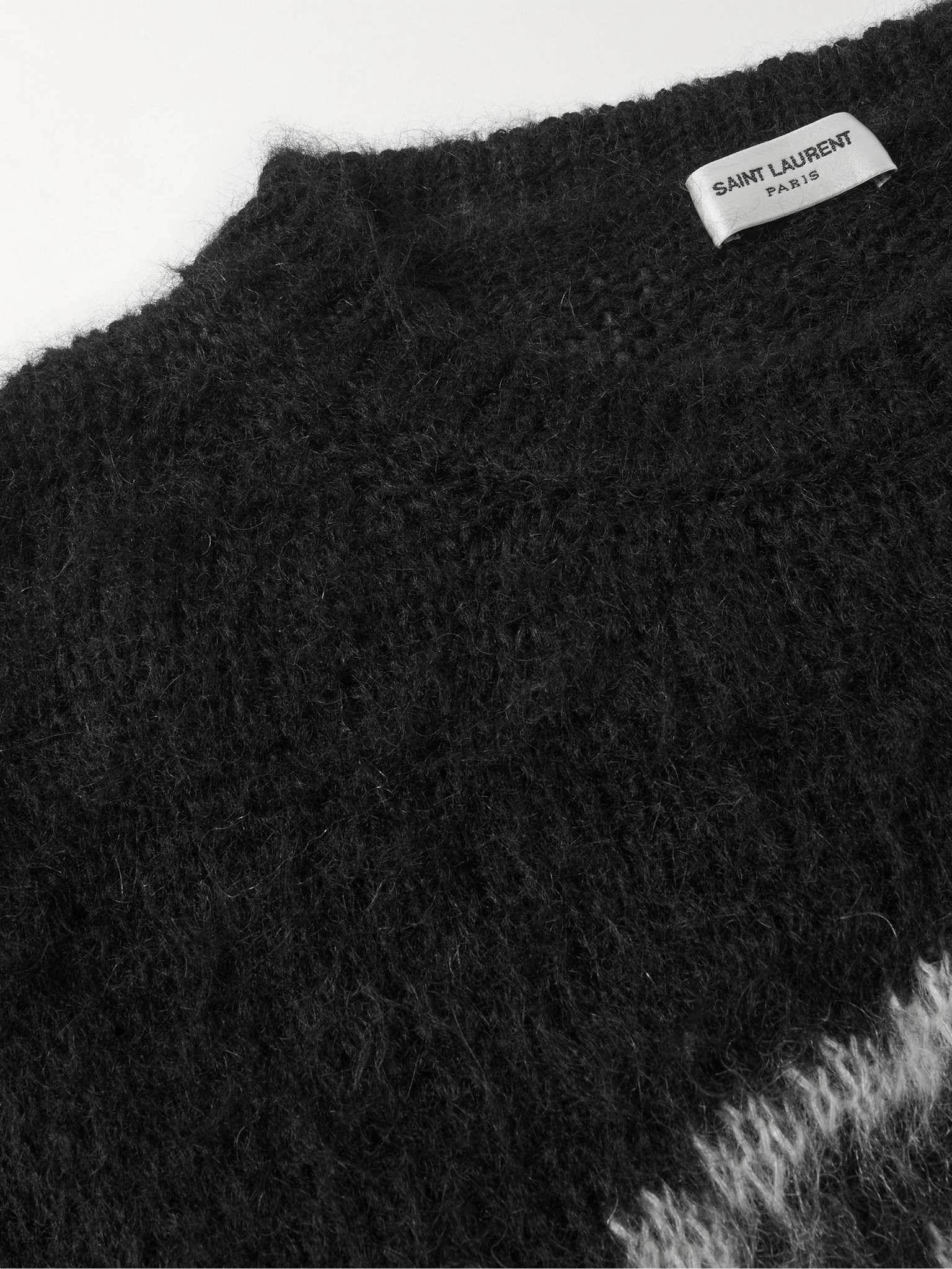 Saint Laurent Paris o1tr1nto0126 Logo-Intarsia Mohair-Blend Sweater in Black Size US S / EU 44-46 / 1 - 3 Thumbnail