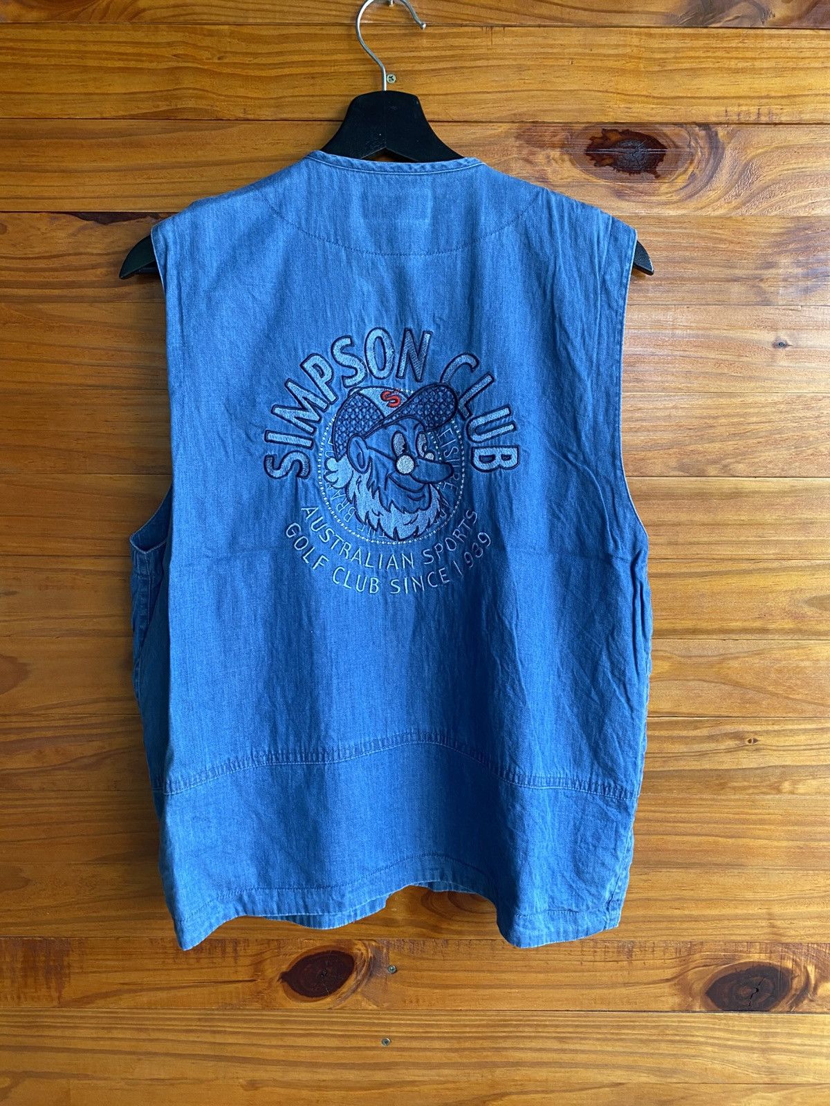 Vintage Vintage Simpson Club Denim Vest 90s Sports Casual Embroidere Size US M / EU 48-50 / 2 - 7 Thumbnail