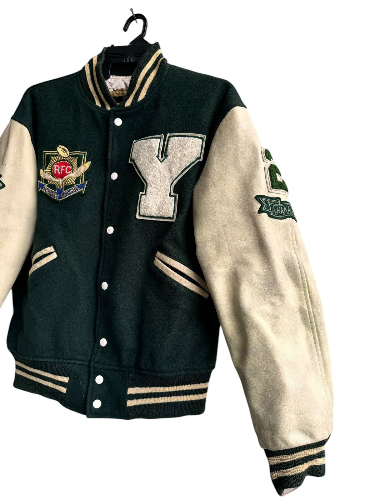 Vintage Vintage Varsity Yokohama Rugby Leather Sleeve Jacket Size US L / EU 52-54 / 3 - 8 Thumbnail
