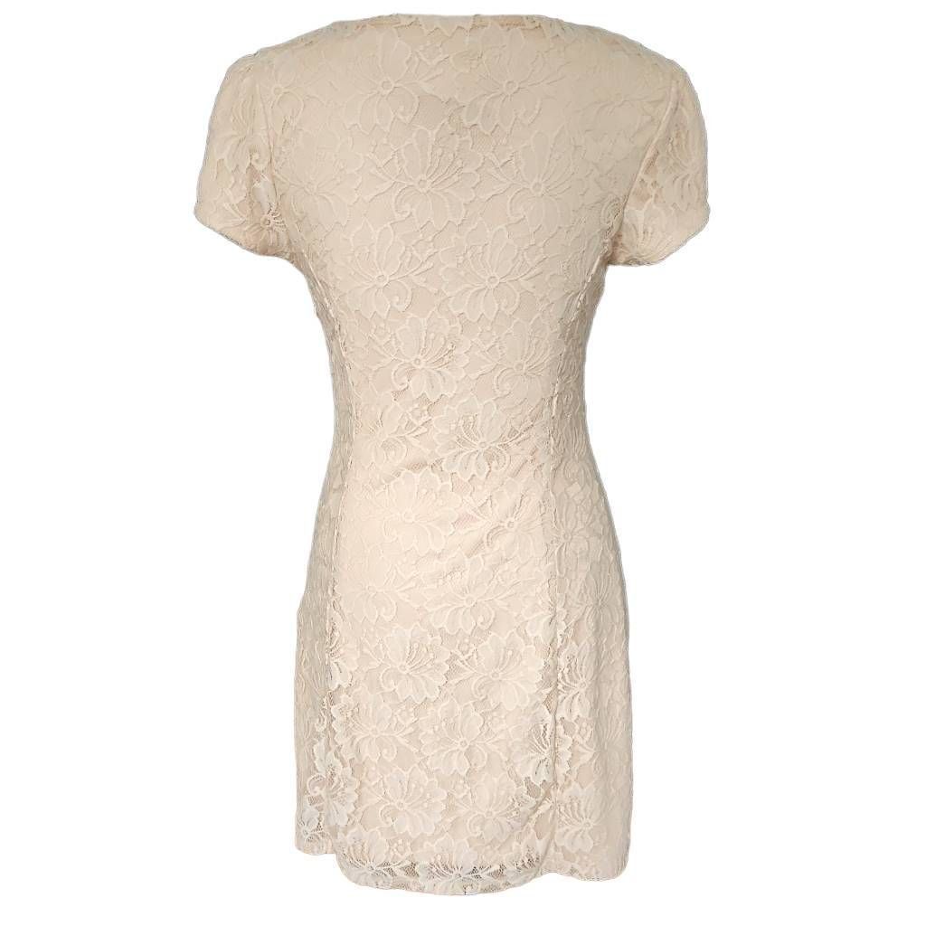 Forever 21 Forever 21 Women's Size Large Beige Pearl Beaded Lace A-Line Dress Size L / US 10 / IT 46 - 7 Thumbnail