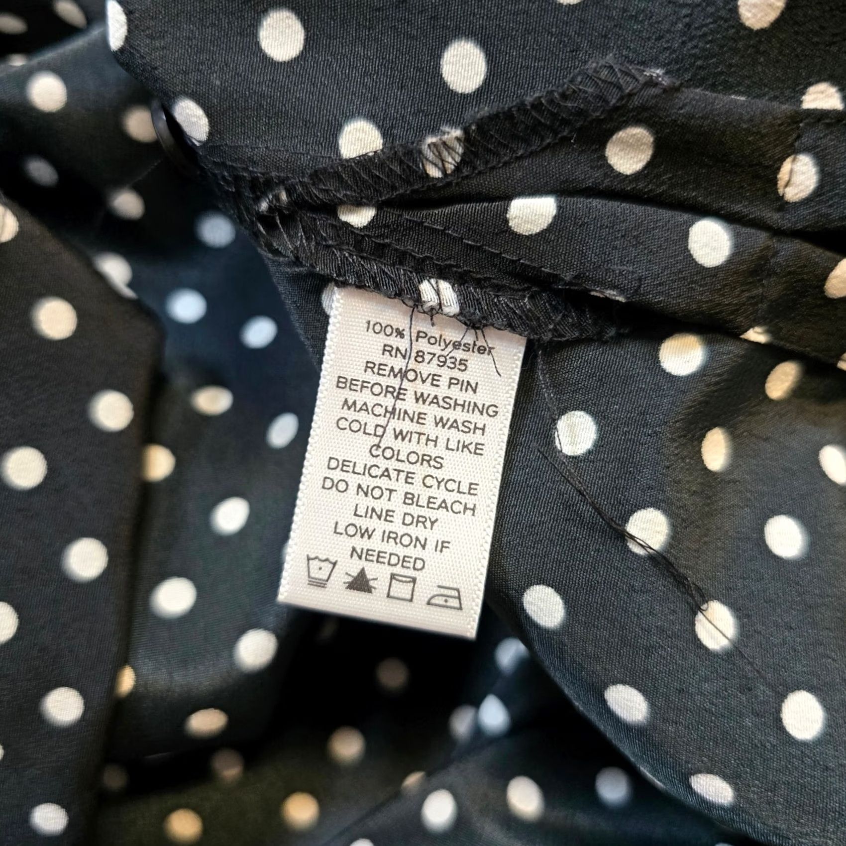 Vintage Susan Graver Top Womens 1X Black White Polka Dot 3/4 Sleeve Blouse Size XL / US 12-14 / IT 48-50 - 7 Thumbnail