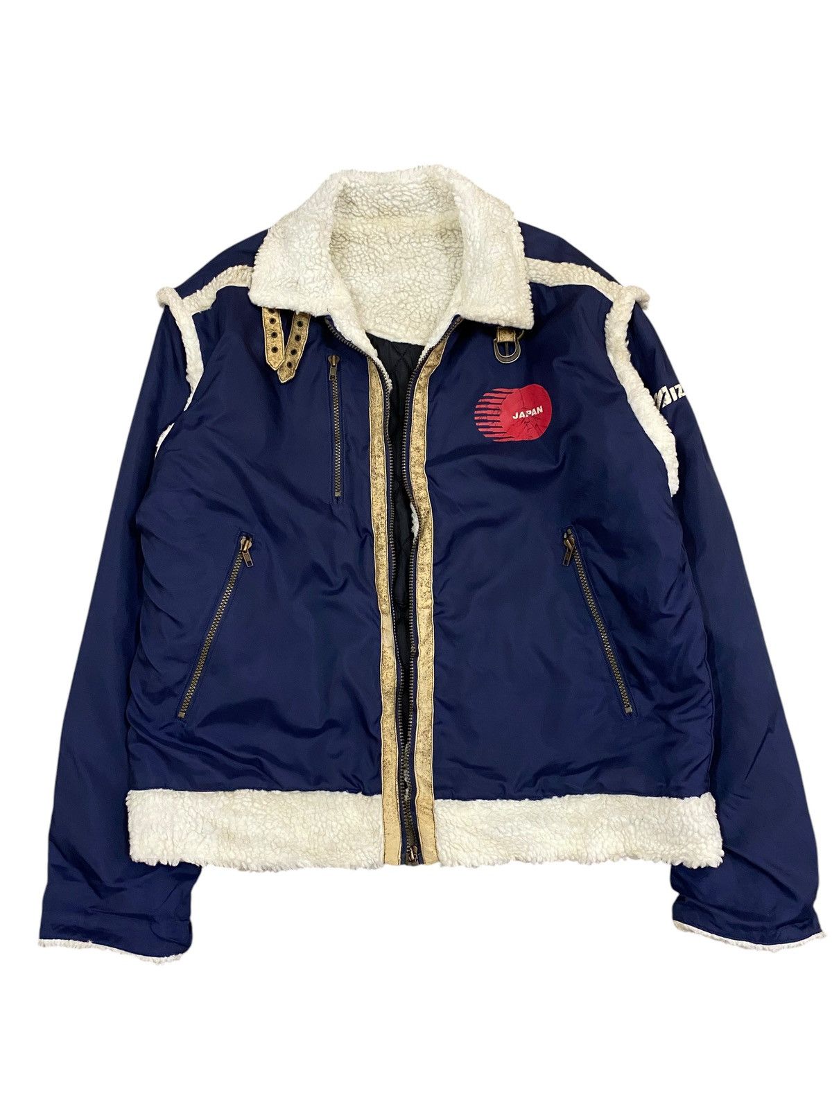 Mizuno Vtg Mizuno Japan Aviator Sherpa Jacket - Navy Blue Size US L / EU 52-54 / 3 - 1 Thumbnail