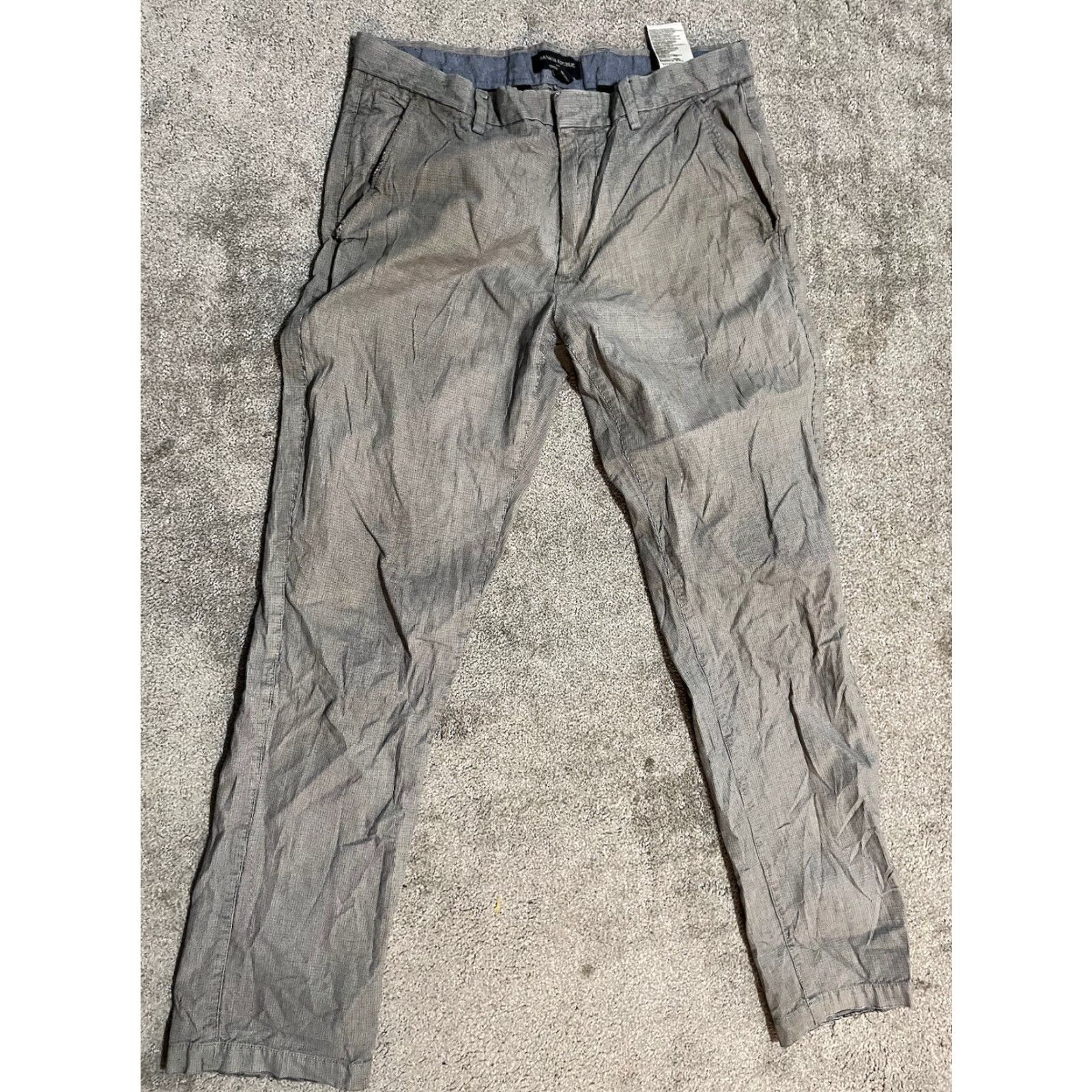Banana Republic Banana Republic Kentfield Pant Chino Straight Fit 32x32 Gray Plaid Men's Regular Pants Size US 32 / EU 48 - 2 Thumbnail
