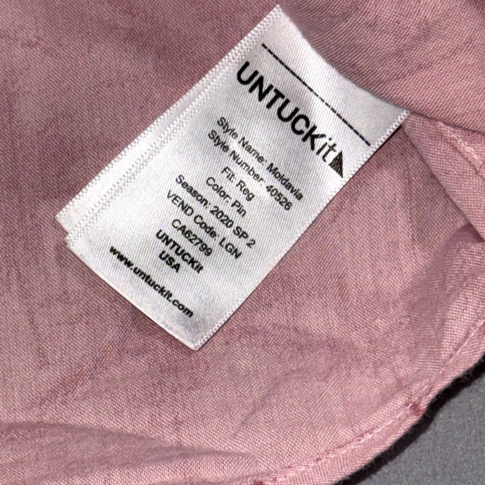 UNTUCKit UNTUCKit Shirt Mens Medium Pink Palm Tree Print Short Sleeve Button Front Casual VINTAGE? Size US M / EU 48-50 / 2 - 4 Thumbnail