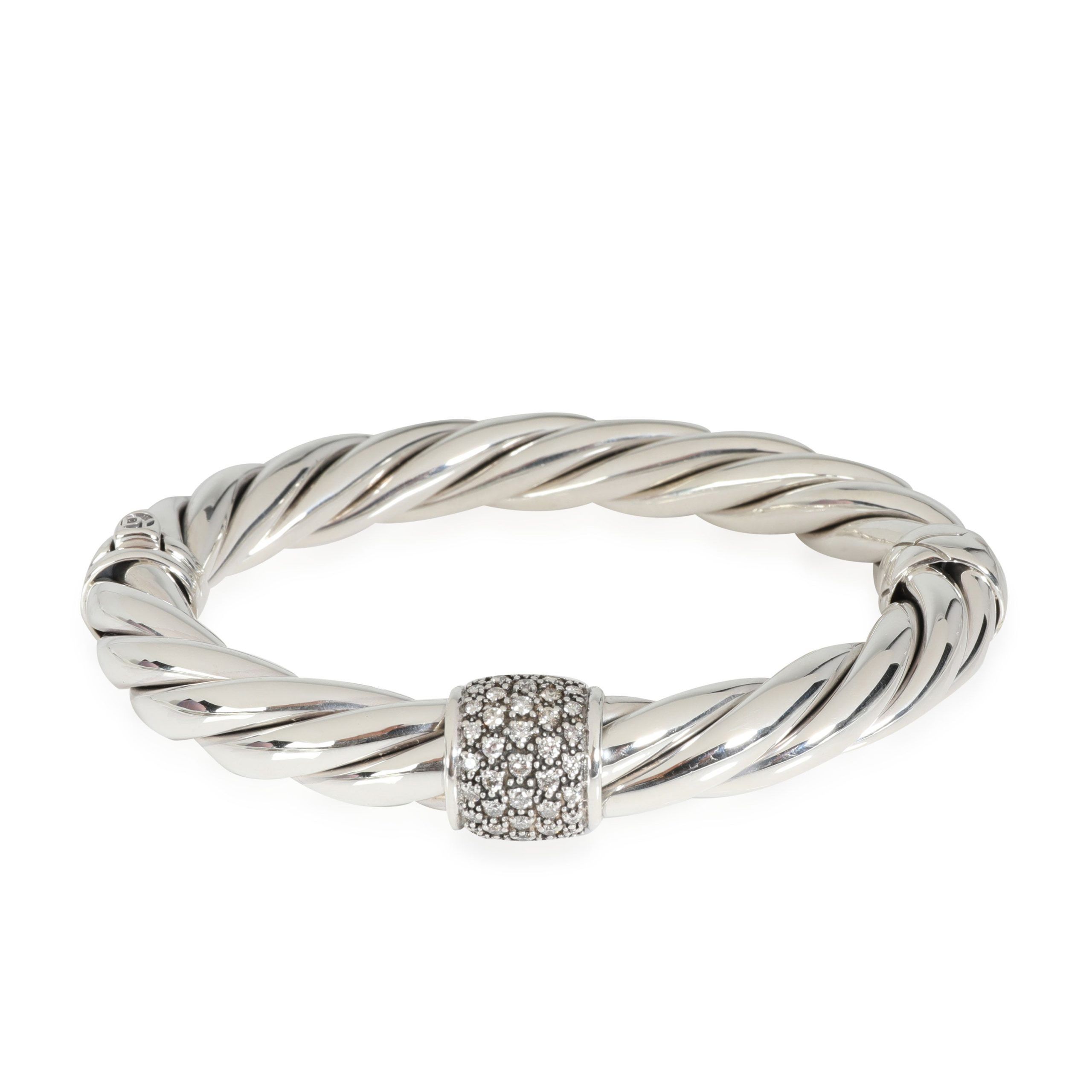 image of David Yurman Metro Diamond Bracelet In Sterling Silver 0.7 Ctw, Women's