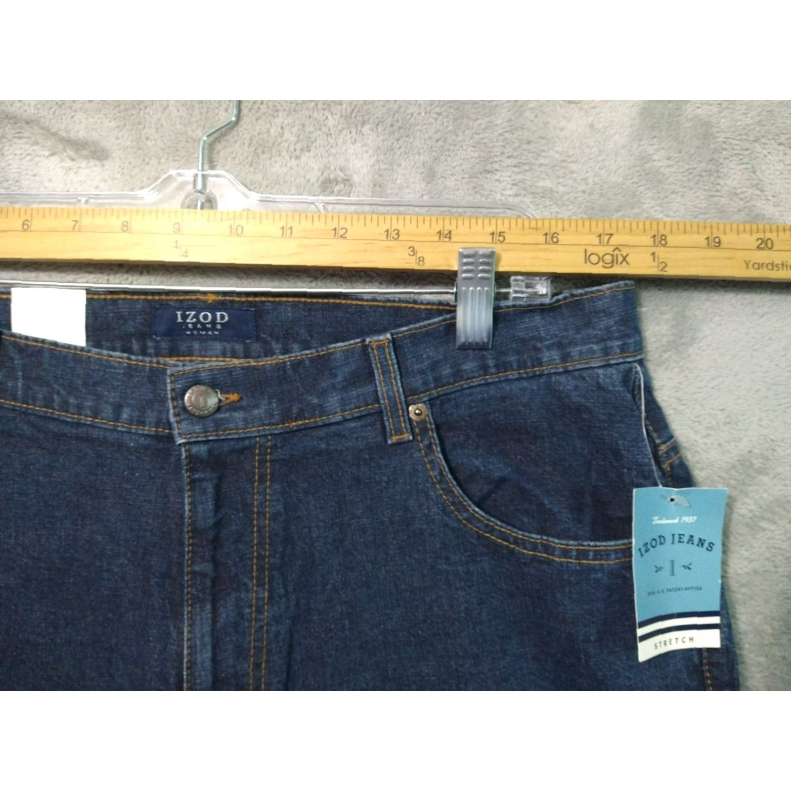 Izod IZOD Womens Jeans 16W Blue Denim Stretch Boot Cut Straight Leg Dark Wash Size 38" / US 16 / IT 52 - 3 Thumbnail
