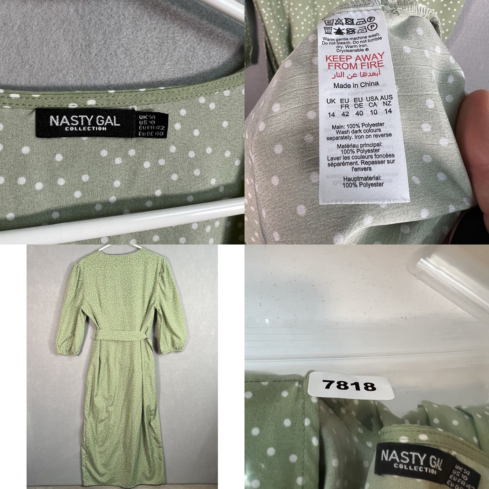 Nasty Gal Nasty Gal Button Down V Neck Spot Dot Print Tea Maxi Dress Womens Size 10 Green Size L / US 10 / IT 46 - 8 Thumbnail