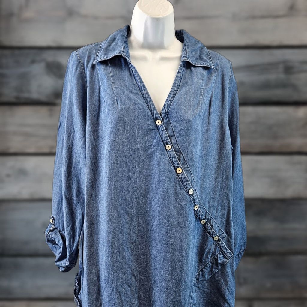 Soft Surroundings Soft Surroundings Tunic Shirt Womens L Blue Size L / US 10 / IT 46 - 1 Thumbnail