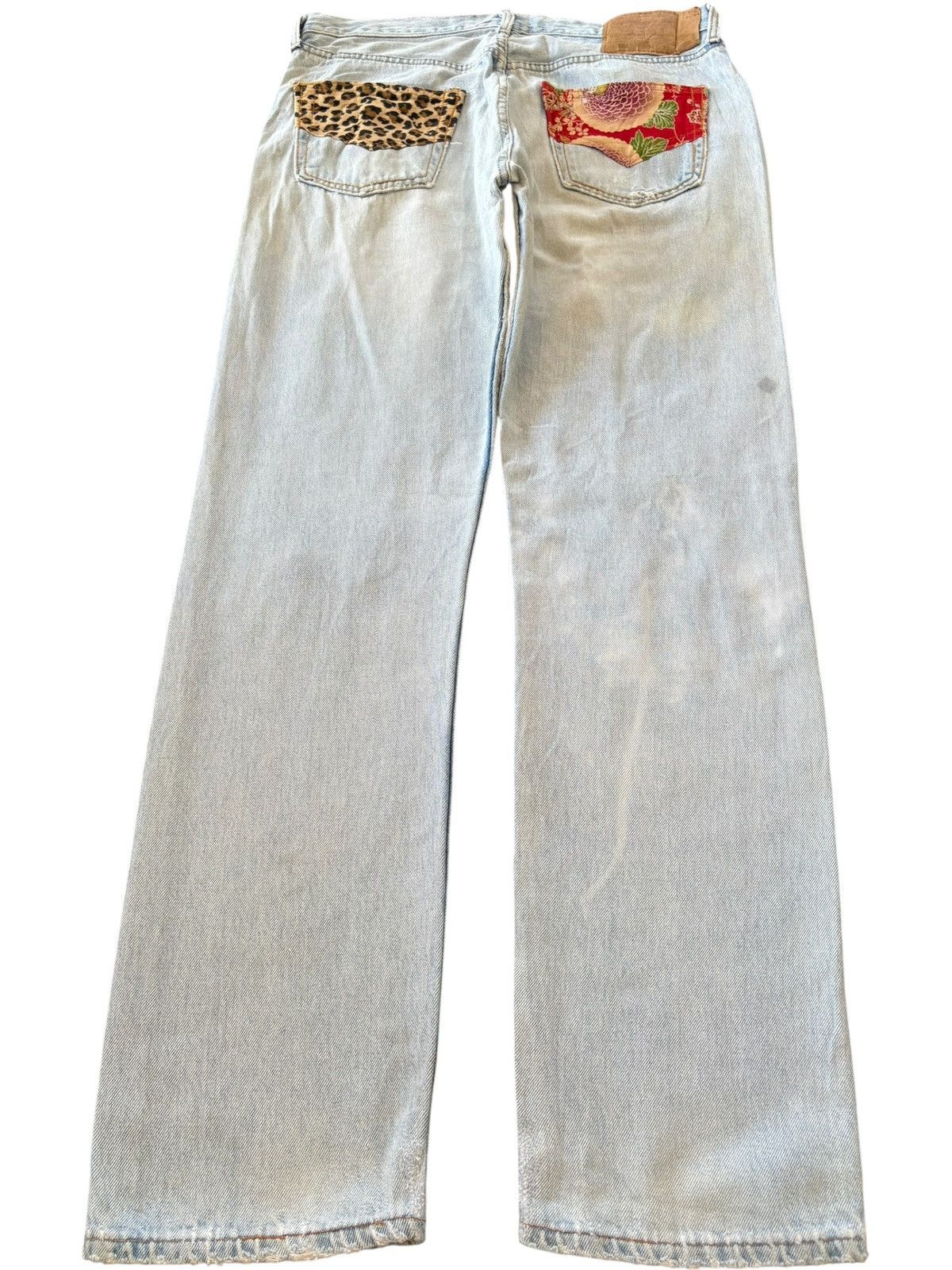 Levi's Vintage 90s Levis 501 Leopard Patched Distress Loose Jeans Size 33" - 2 Thumbnail