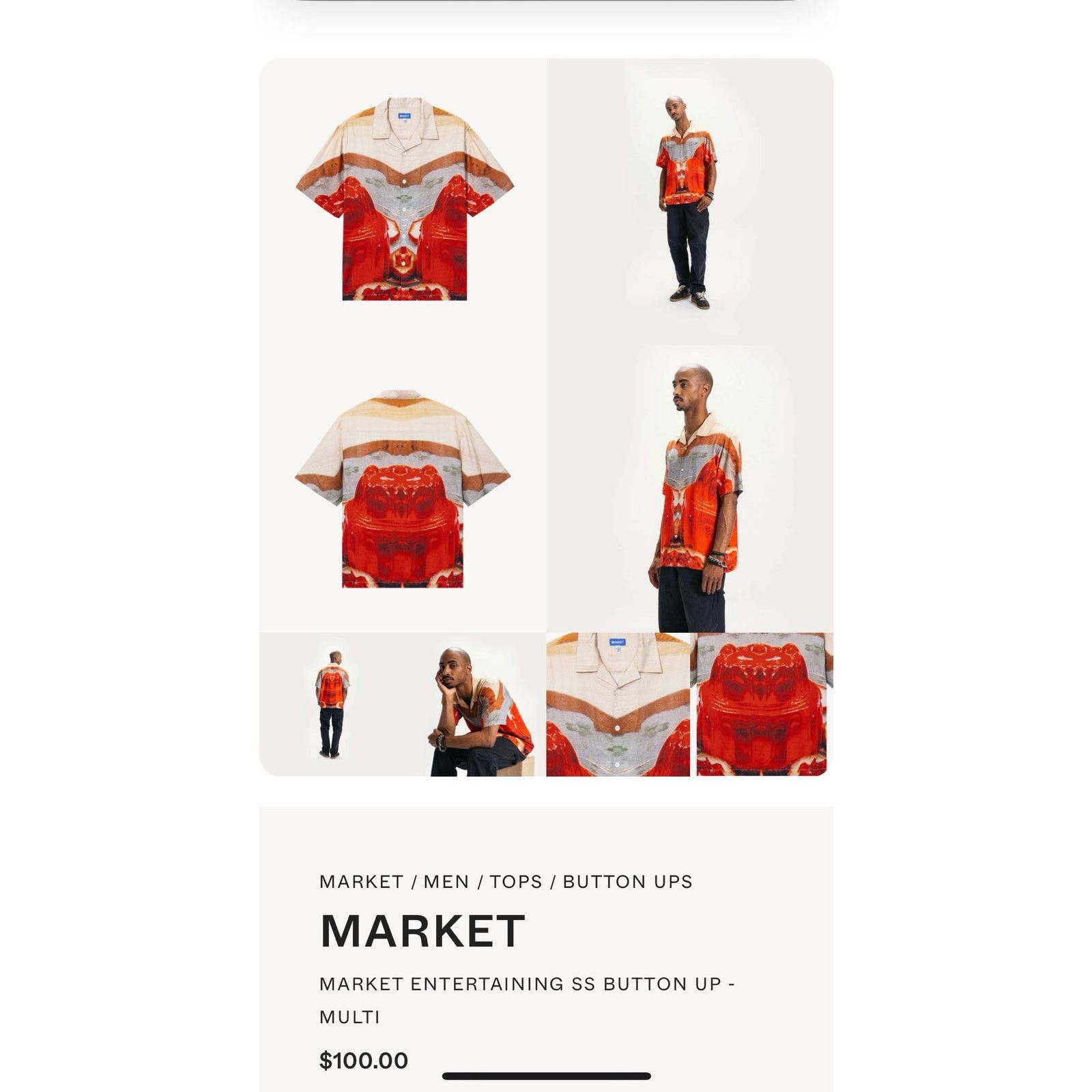 Market Chinatown Market Entertaining SS Button Up Men’s Msrp $100 Size US L / EU 52-54 / 3 - 5 Thumbnail