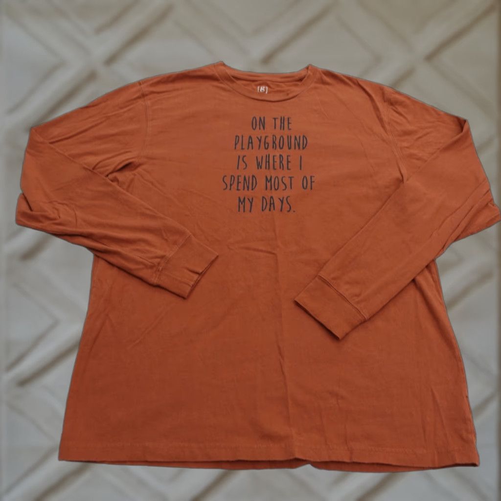 George George T-Shirt Crew Neck Long Sleeve Mens Large Orange Cotton Casual Tee Size US L / EU 52-54 / 3 - 1 Thumbnail