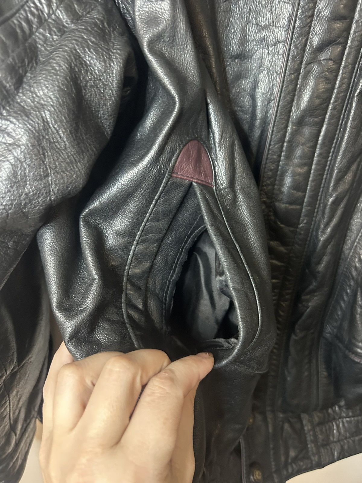 Vintage Esquire LG Black 100% Leather, Heavy, Aztec Pattern Lining Size US L / EU 52-54 / 3 - 3 Thumbnail
