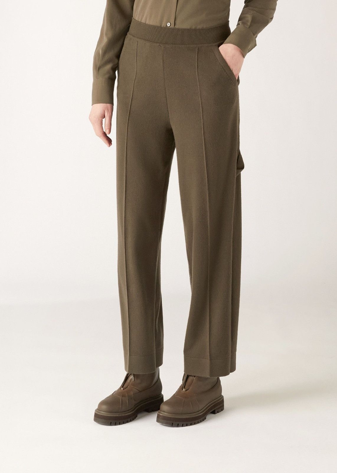 Loro Piana o1srvl11e1224 Plain Knit Cashmere Trouser in Green Size 28" / US 6 / IT 42 - 2 Thumbnail