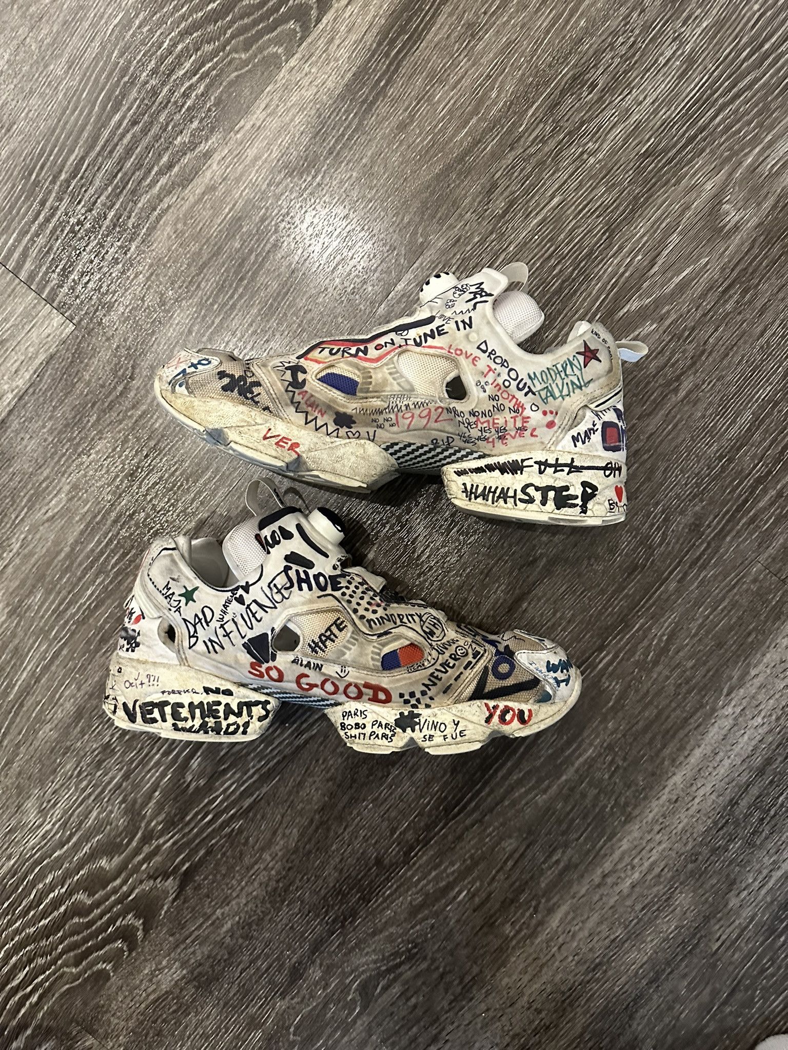 Reebok classic insta pump fury vetements white graffiti online