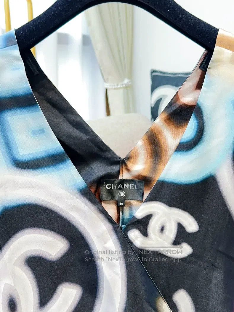 Chanel Chanel 21S blue and black letter printed silk dress Size XXS / US 00 / IT 34 - 5 Thumbnail