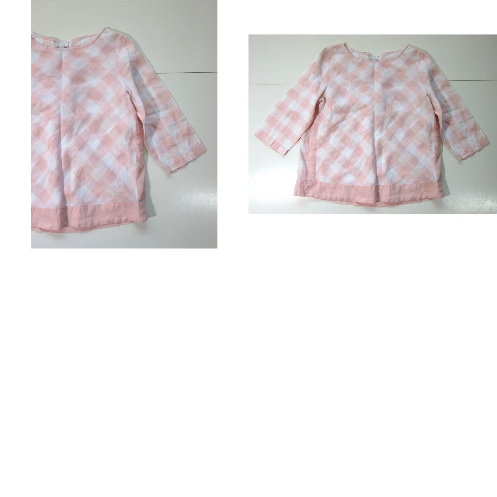 J. Jill J.Jill Blouse Shirt Women Medium 3/4 Sleeve Linen Pink White Plaid Tunic VINTAGE Size M / US 6-8 / IT 42-44 - 8 Thumbnail