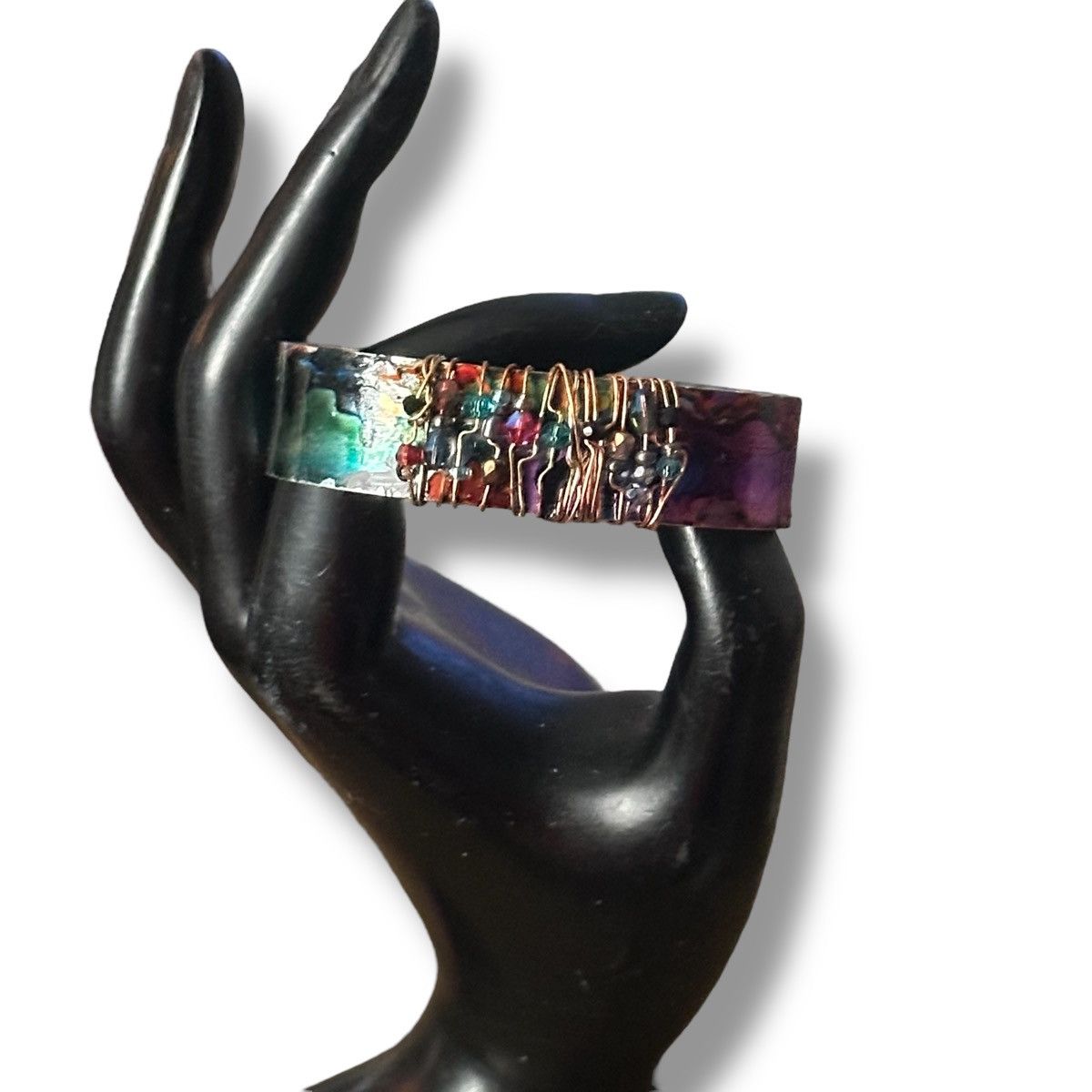 Other Handmade tie dye wire wrapped charm bangle cuff bracelet Size ONE SIZE - 2 Thumbnail
