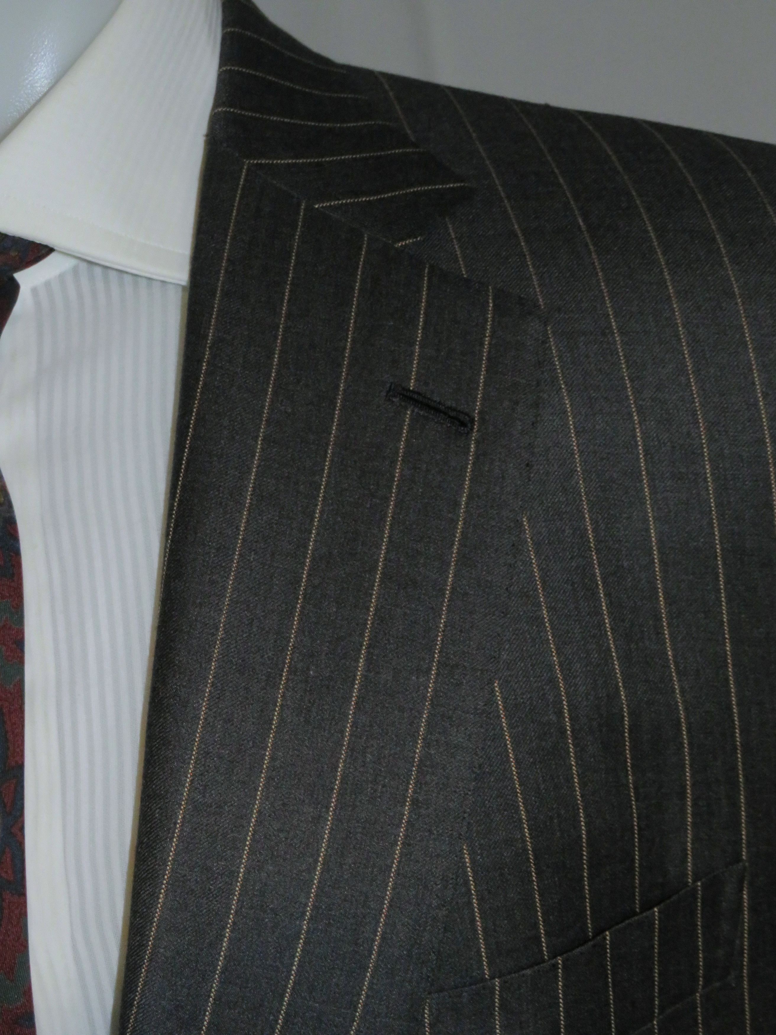 Brioni Pincio Super 150 Charcoal Stripe Two Button Suit 46L Size 46L - 8 Thumbnail