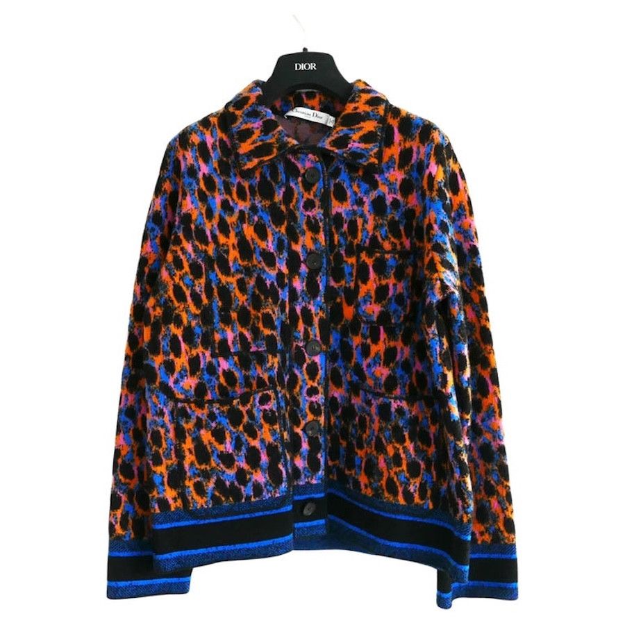 Dior Dior SS22 Leopard Neon Logo Wool Coat Size M / US 6-8 / IT 42-44 - 1 Thumbnail