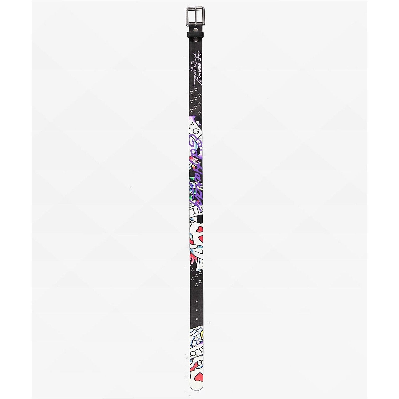 Ed Hardy Ed Hardy Men Skull in Love Print Black Belt With Rivet Studs Size 36 - 2 Thumbnail
