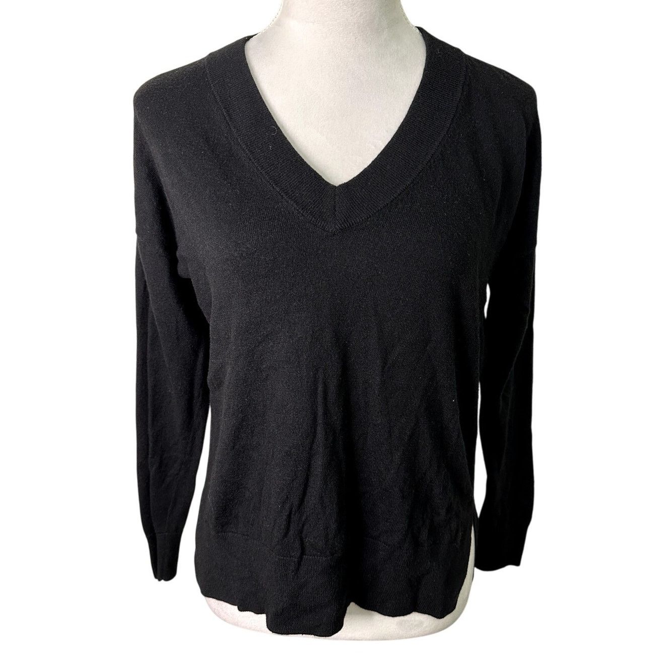 Treasure & Bond Treasure & Bond Women's black V Neck Long Sleeve Sweater XS Size XS / US 0-2 / IT 36-38 - 2 Thumbnail