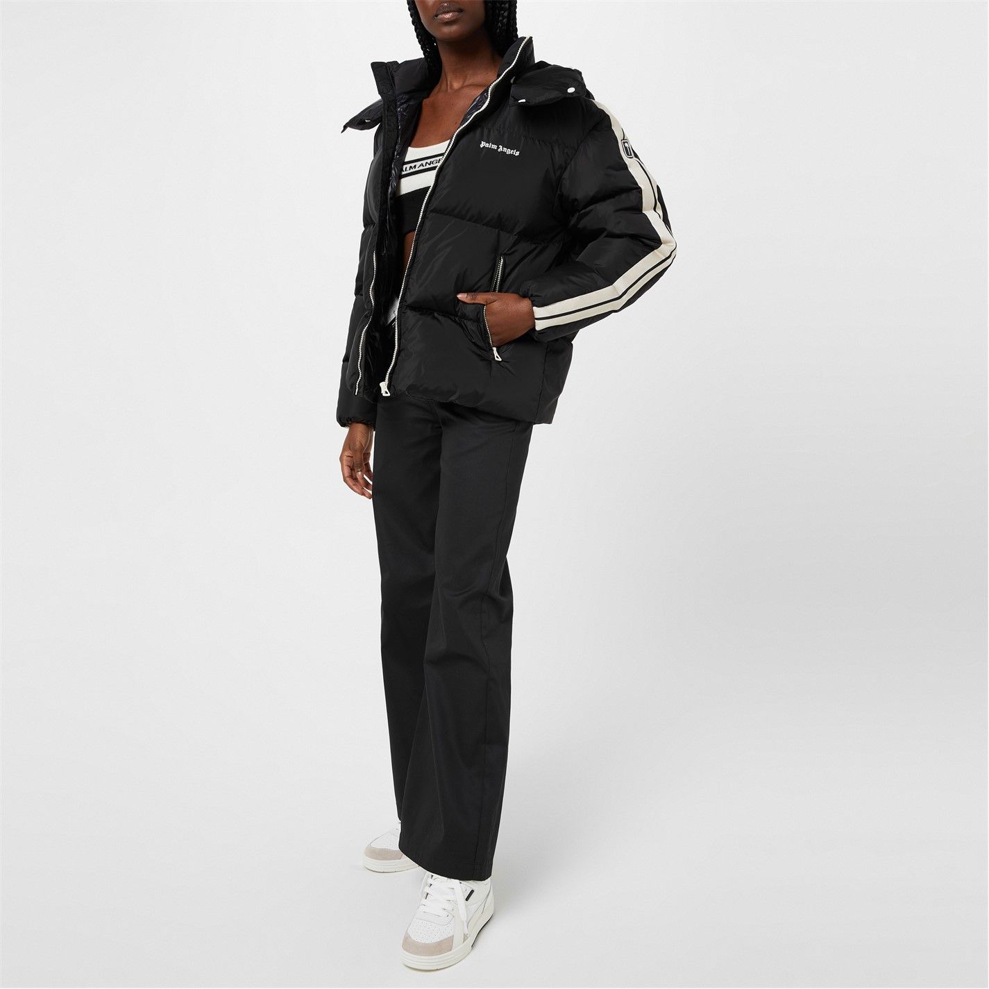 Palm Angels o1g2r1mq0325 Hood Logo Puffer Jacket in Black Size M / US 6-8 / IT 42-44 - 6 Thumbnail