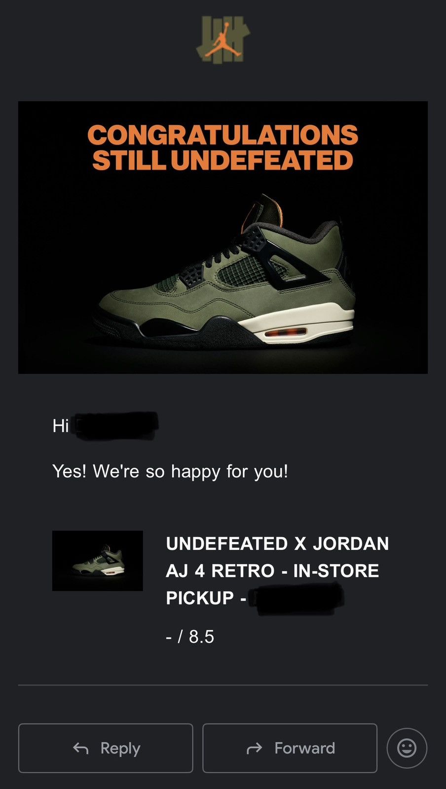 Jordan Brand × Undefeated UNDEFEATED JORDAN 4 Size US 8.5 / EU 41-42 - 9 Thumbnail